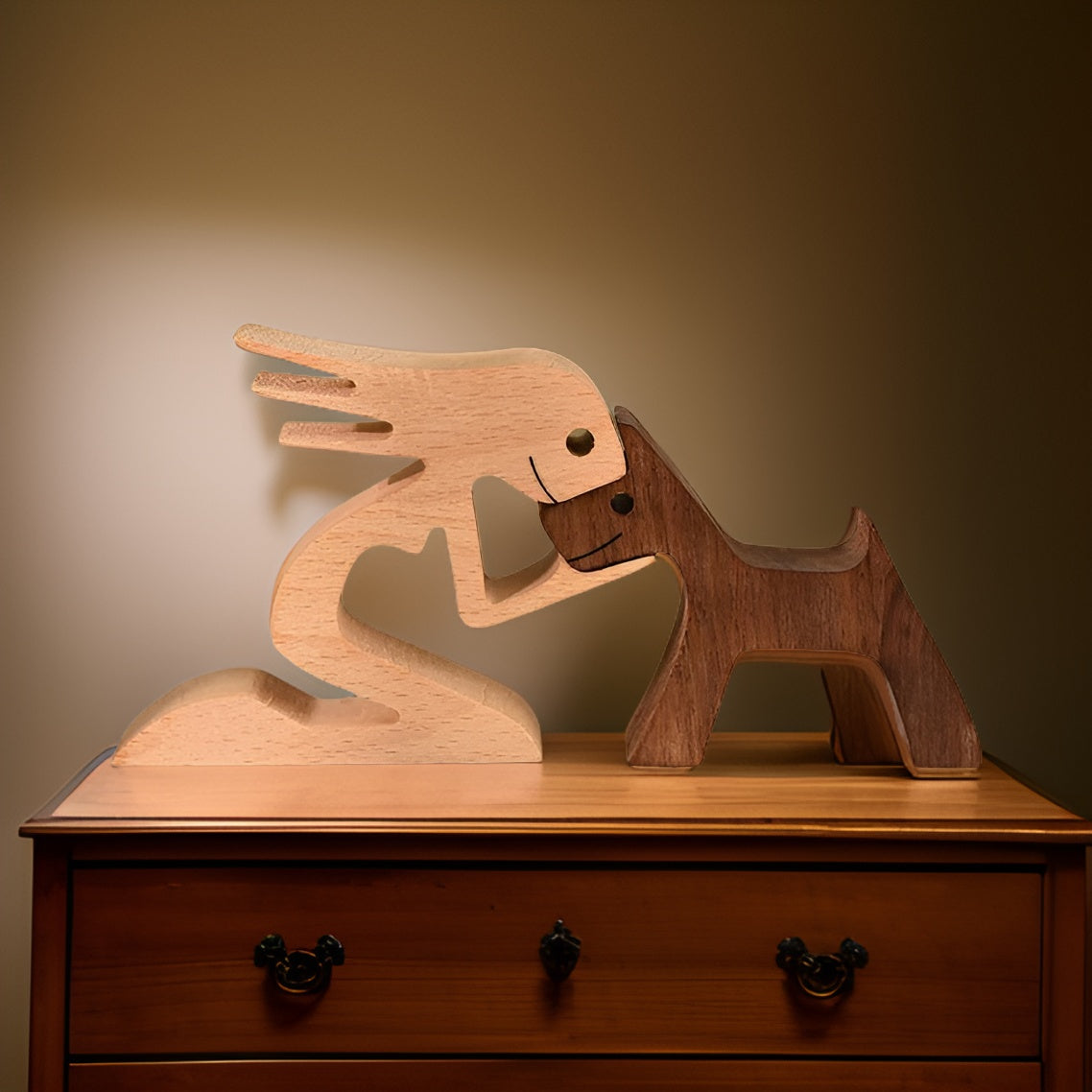Paws of Love – Handcrafted Wooden Sculpture of Dog & Human | Symbol of Eternal Connection