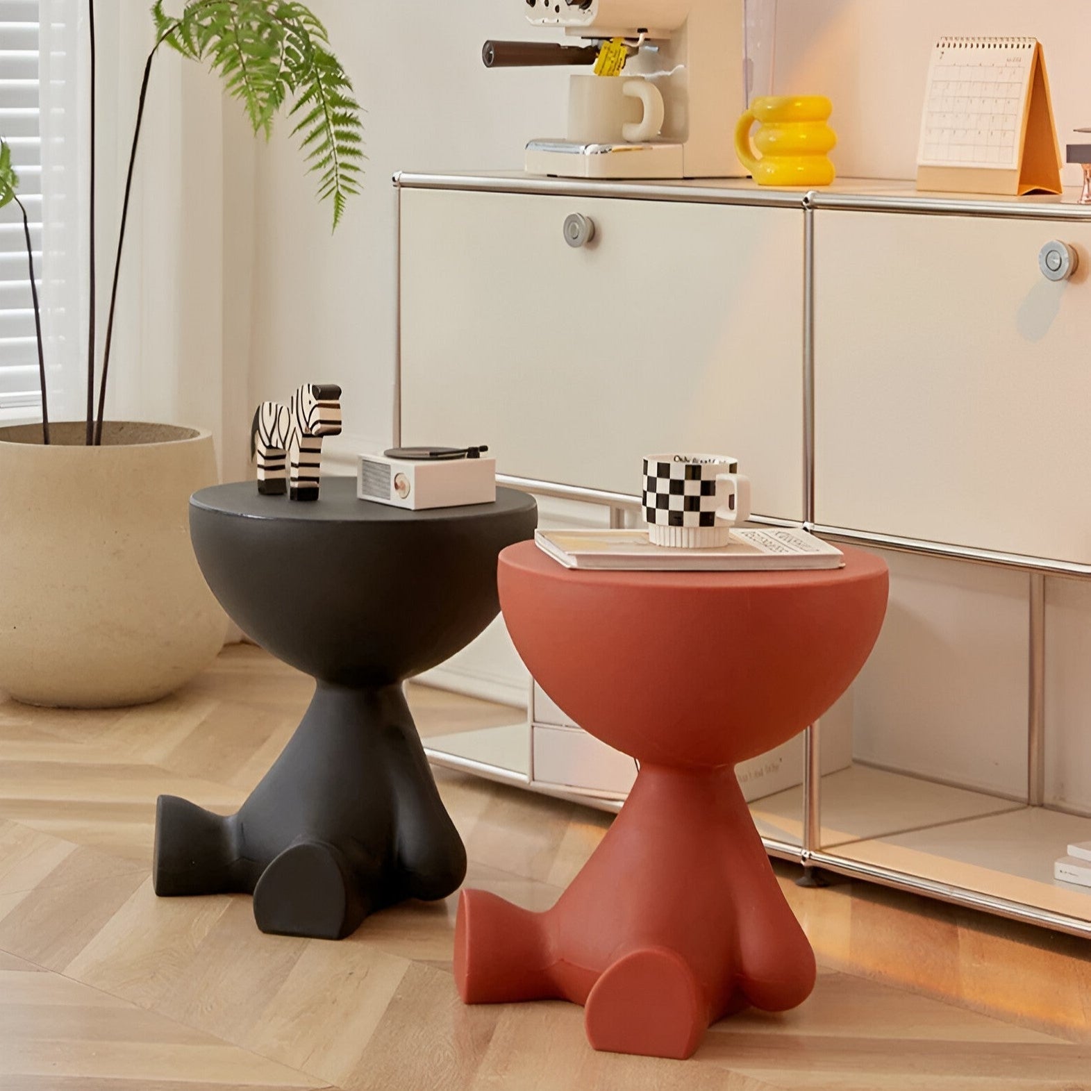 Luxe Round Coffee Table Ylix | Minimalist Side Table for Living Room | Compact Modern Design | 37 × 41 cm Durable Plastic Accent Table