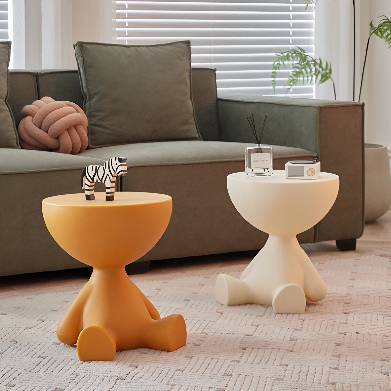 Luxe Round Coffee Table Ylix | Minimalist Side Table for Living Room | Compact Modern Design | 37 × 41 cm Durable Plastic Accent Table