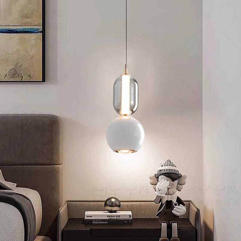 Nordic Creative Pendant Lamp Iron Glass Modern Hanging Light | LED Included | Minimalist Indoor Chandelier | Bedroom Dining Lighting