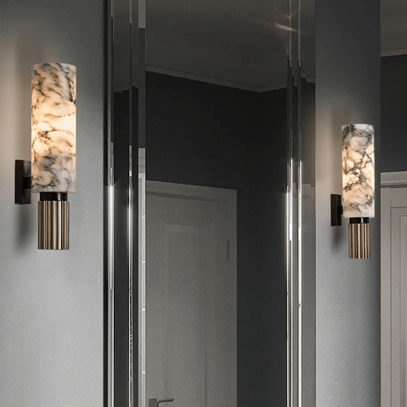 Marble Wall Lamp Modern Design | Natural Stone Wall Light | Copper Finish | E14 LED 5W | Indoor Decorative Lighting