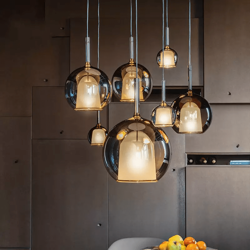 Scandinavian Pendant Lamp for Dining & Living Room | Minimalist Aluminum Glass Design | LED Ceiling Light 15–25cm | Warm Ambient Lighting