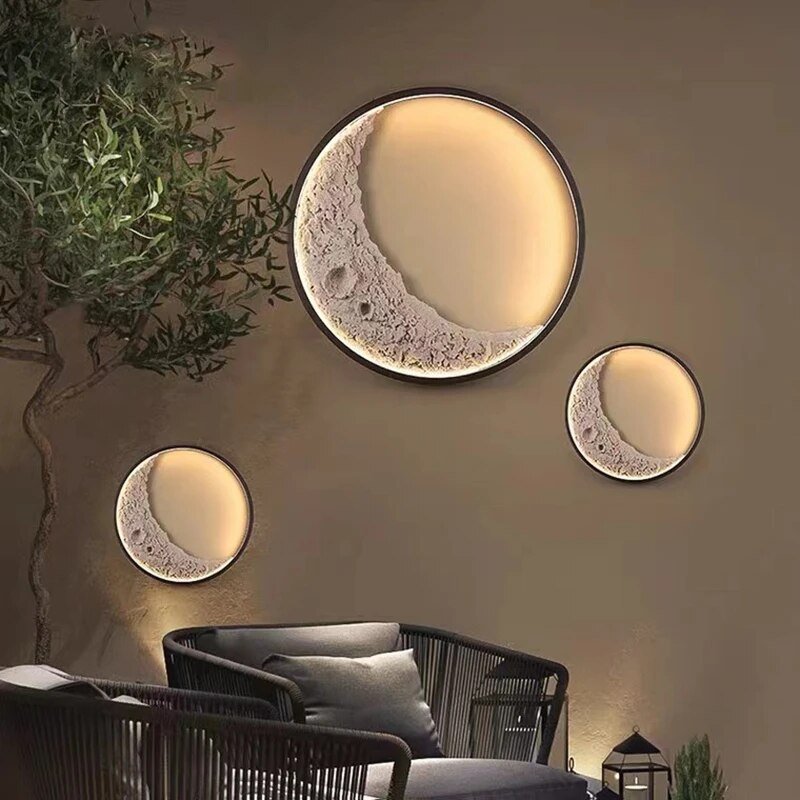 Outdoor Moonlight Wall Lamp Modern LED Garden Light | Moon Texture Design | Waterproof Metal Resin | Warm White 3000K