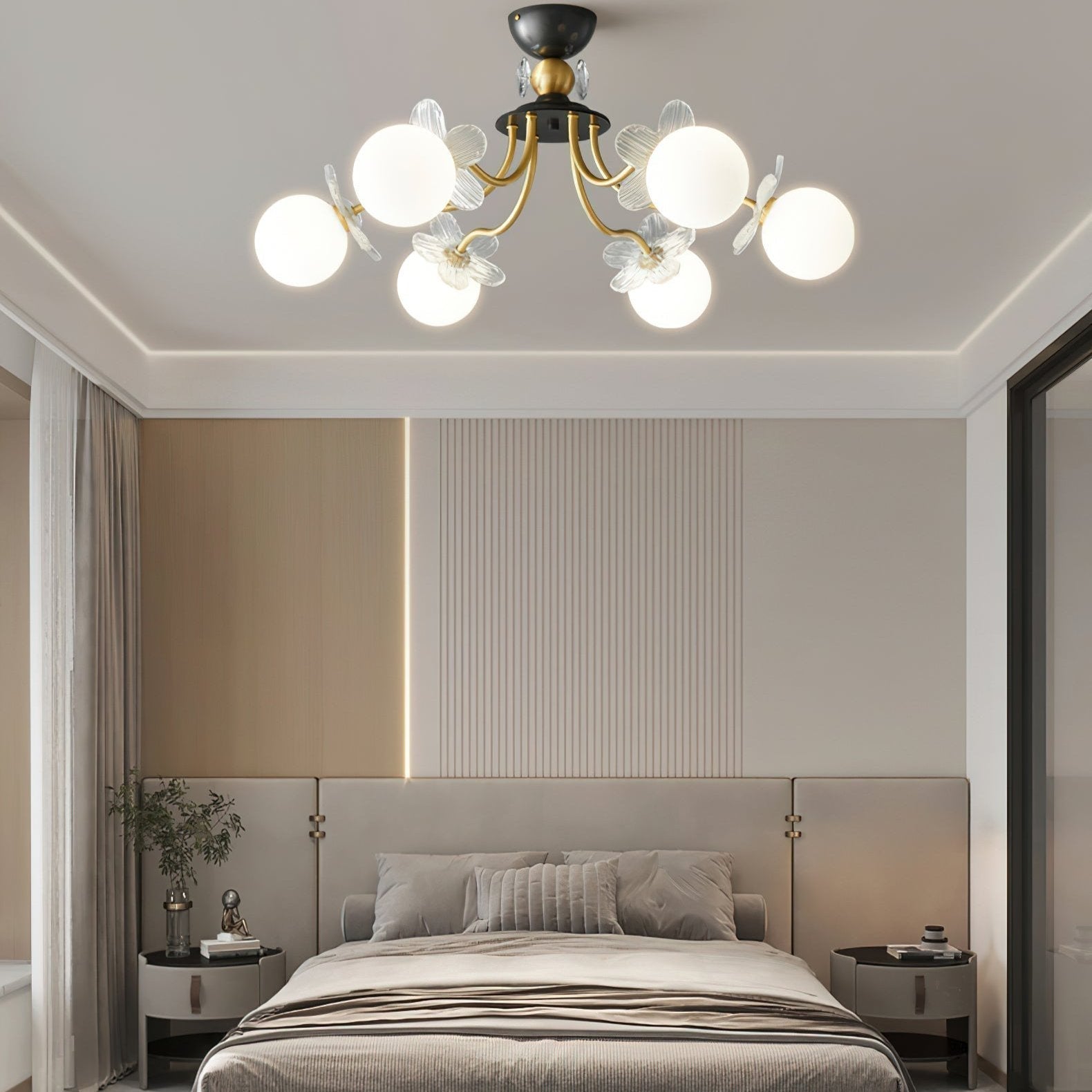 Glass Chandelier with Blossom Flower