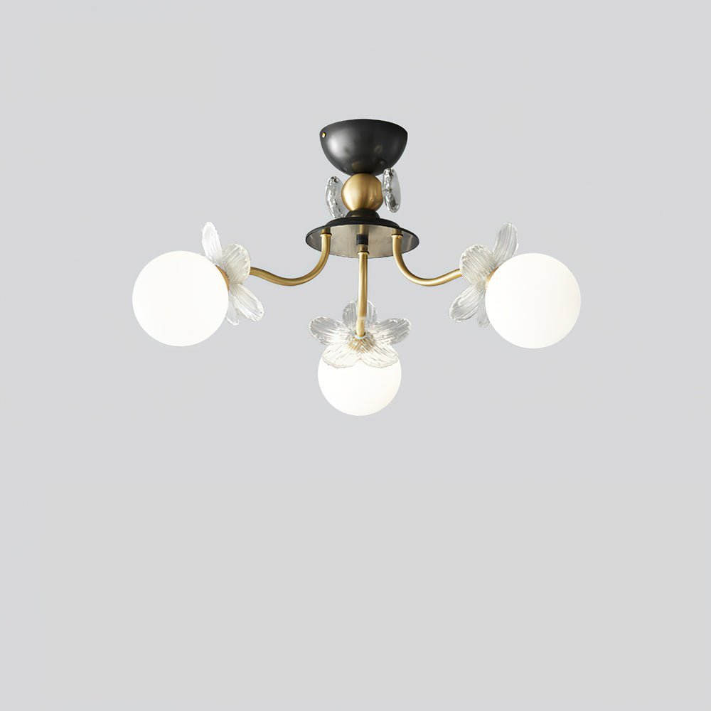 Glass Chandelier with Blossom Flower