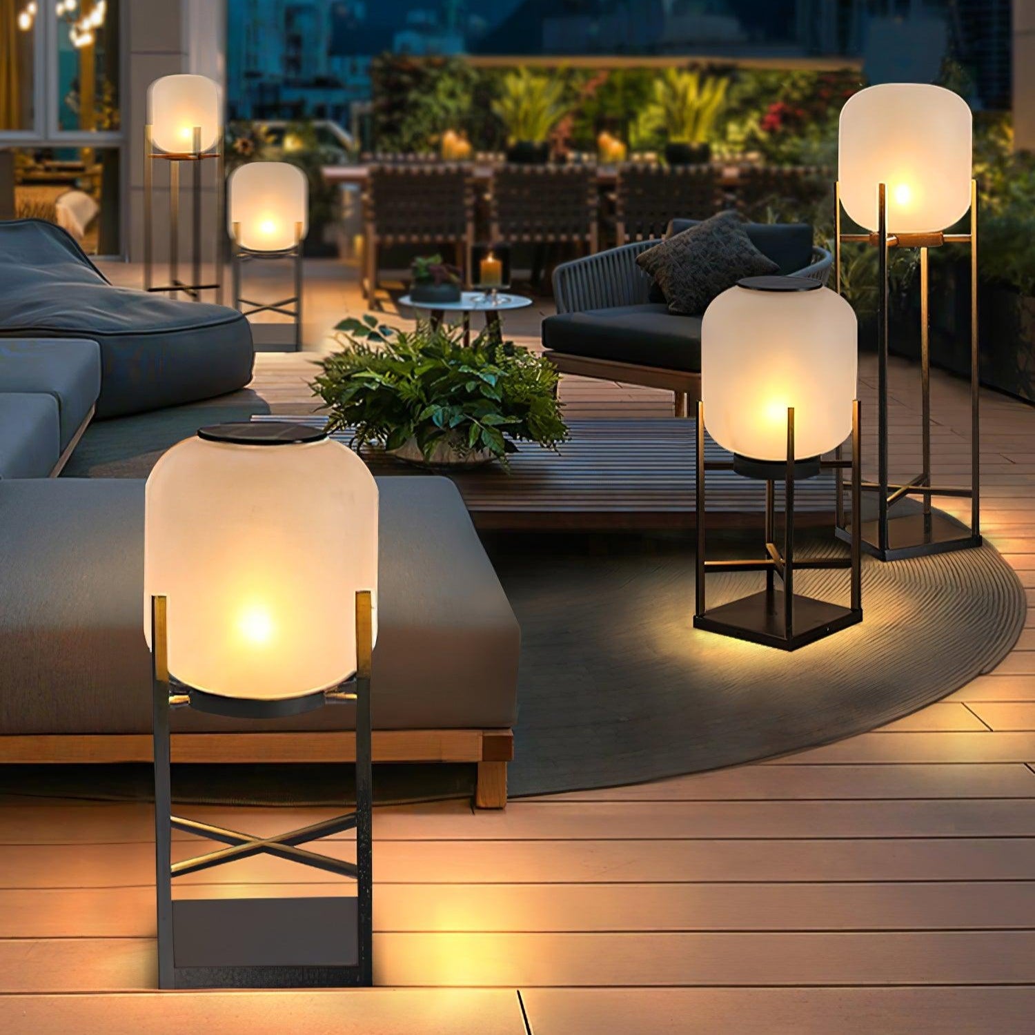 Solar Outdoor Floor Lamp LED Garden Lighting | Stainless Steel & Glass | IP65 Waterproof | 3000K–6000K Patio & Pathway Lamp