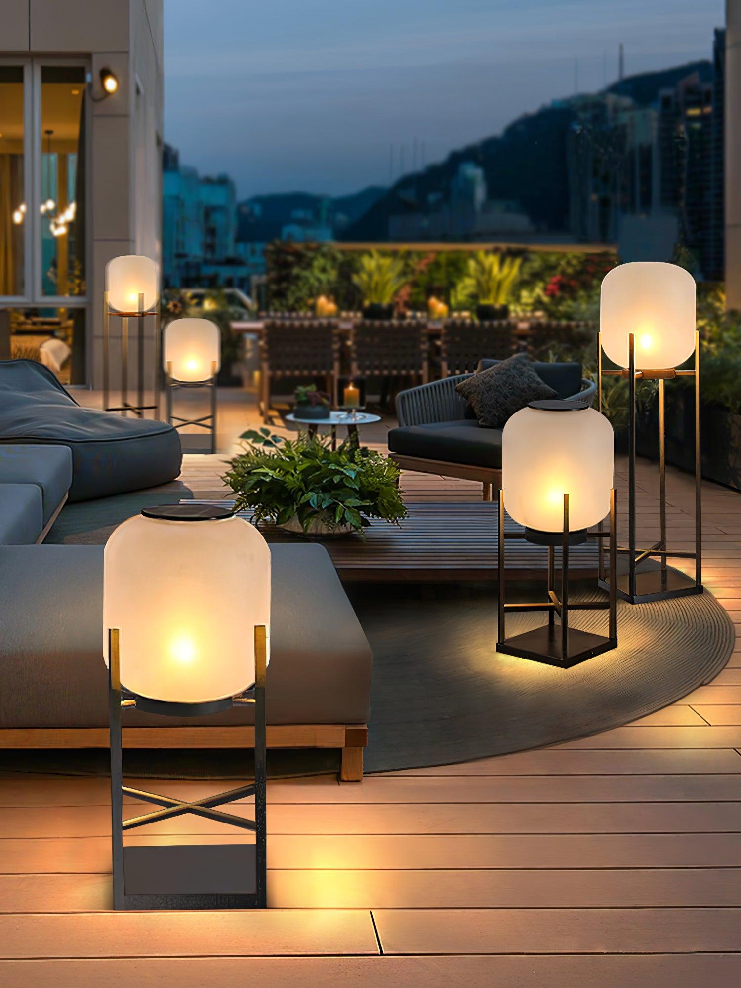 Solar Outdoor Floor Lamp Lantern | Stainless Steel Garden Light | IP65 Waterproof LED | Automatic Dusk-to-Dawn Lighting