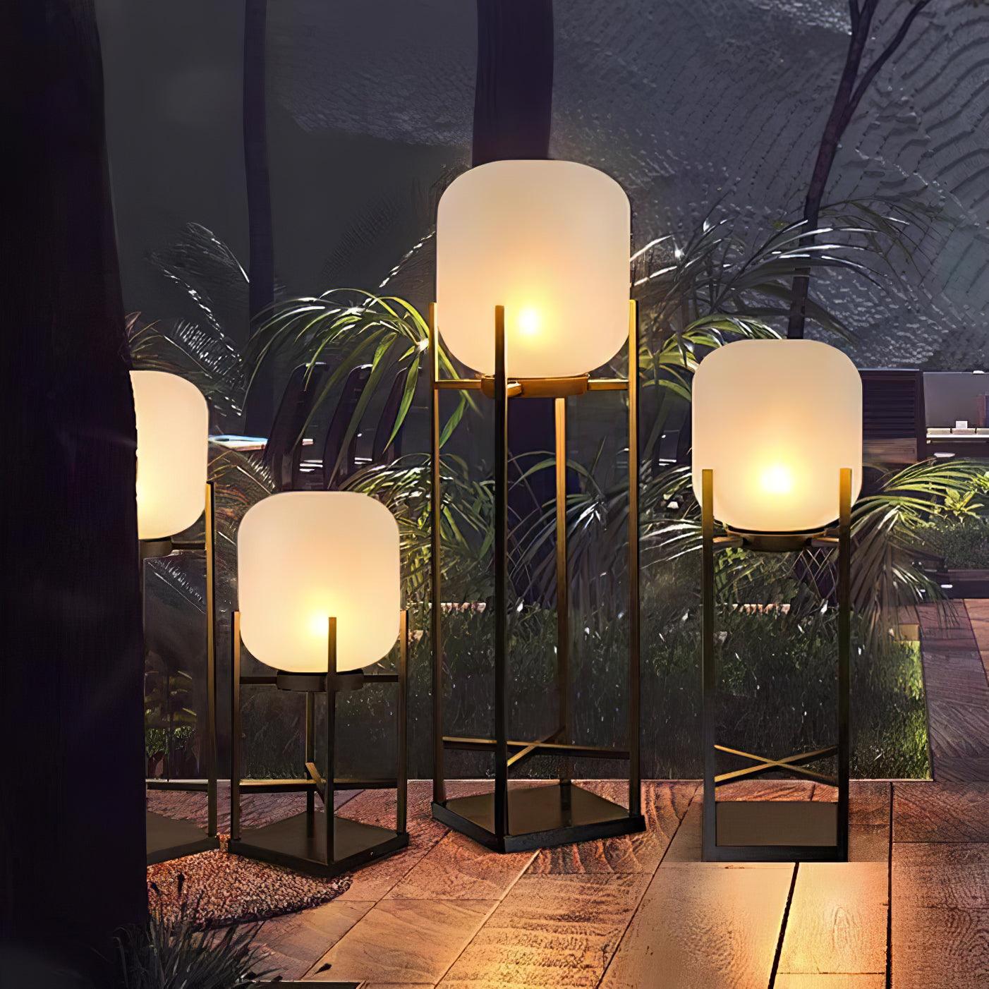 Solar Outdoor Floor Lamp Lantern | Stainless Steel Garden Light | IP65 Waterproof LED | Automatic Dusk-to-Dawn Lighting
