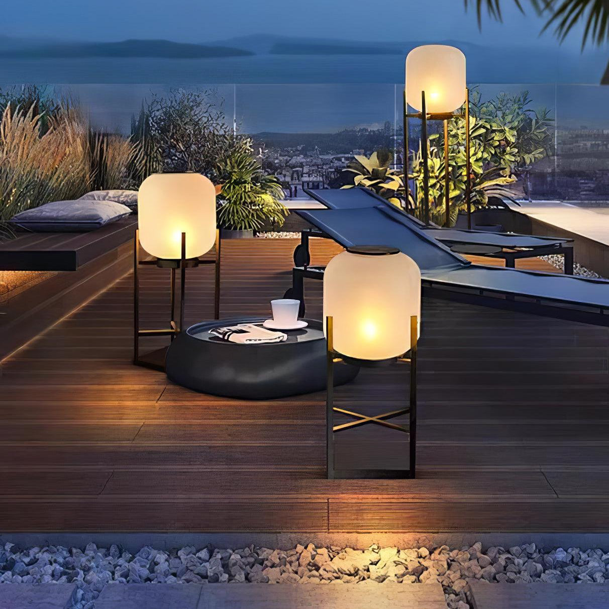 Solar Outdoor Floor Lamp LED Garden Lighting | Stainless Steel & Glass | IP65 Waterproof | 3000K–6000K Patio & Pathway Lamp