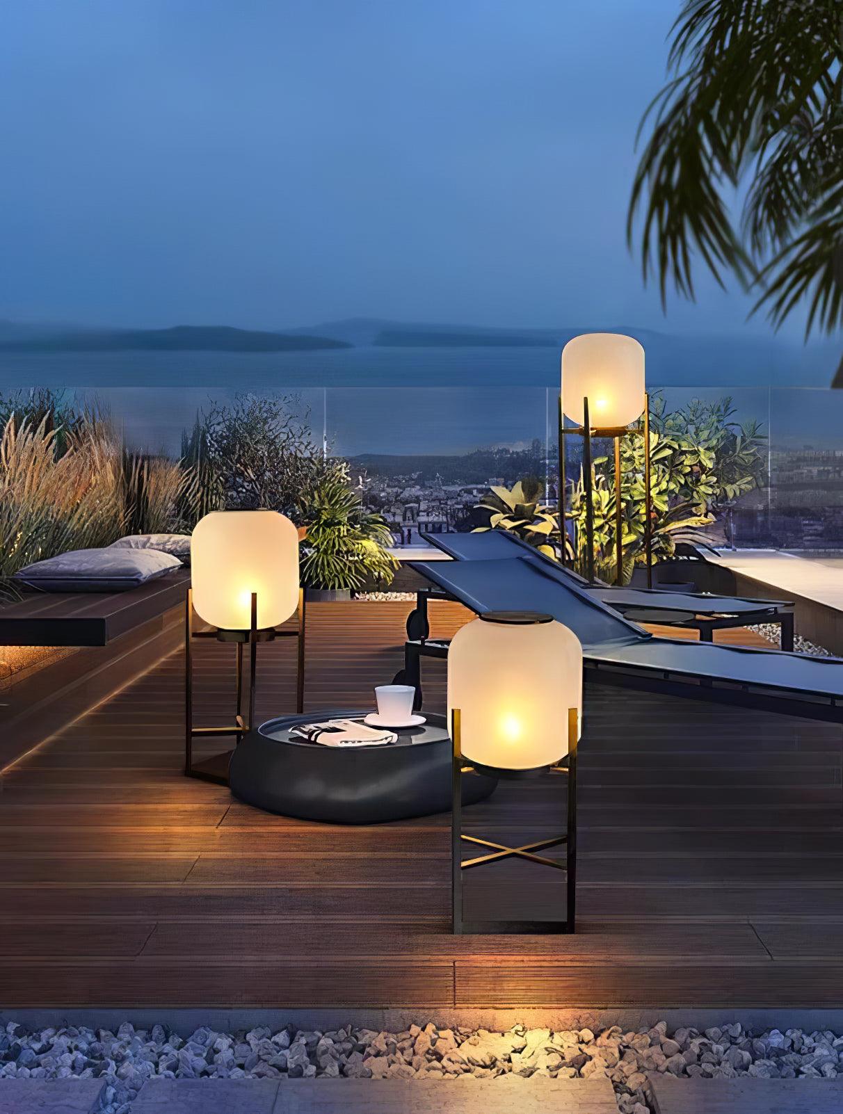 Solar Outdoor Floor Lamp Lantern | Stainless Steel Garden Light | IP65 Waterproof LED | Automatic Dusk-to-Dawn Lighting