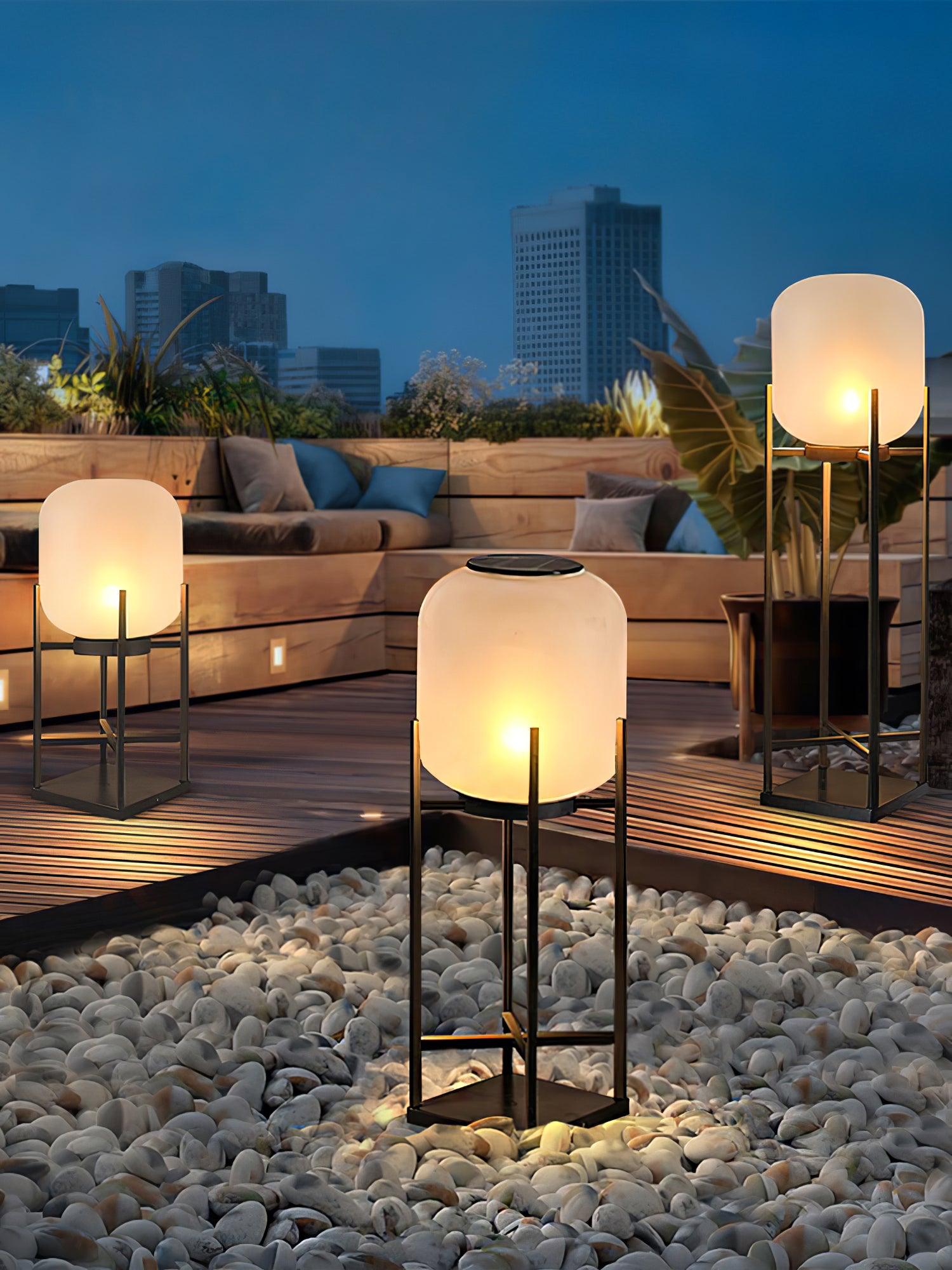 Solar Outdoor Floor Lamp Lantern | Stainless Steel Garden Light | IP65 Waterproof LED | Automatic Dusk-to-Dawn Lighting