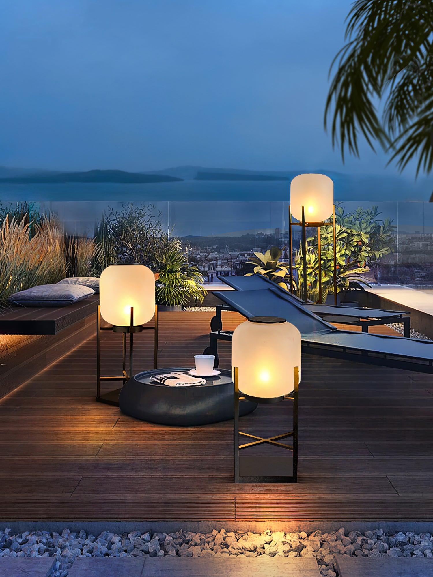 Solar Outdoor Floor Lamp Lantern | Stainless Steel Garden Light | IP65 Waterproof LED | Automatic Dusk-to-Dawn Lighting