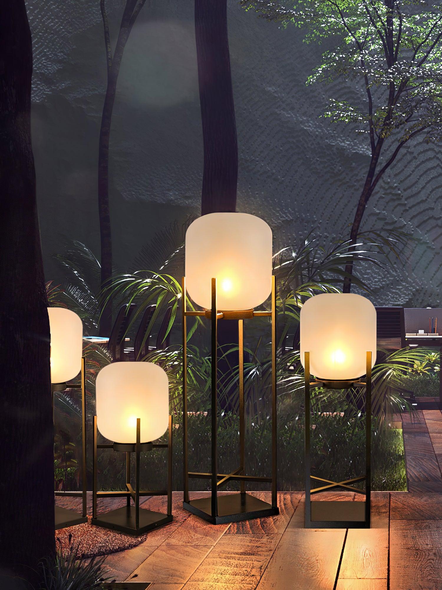 Solar Outdoor Floor Lamp Lantern | Stainless Steel Garden Light | IP65 Waterproof LED | Automatic Dusk-to-Dawn Lighting