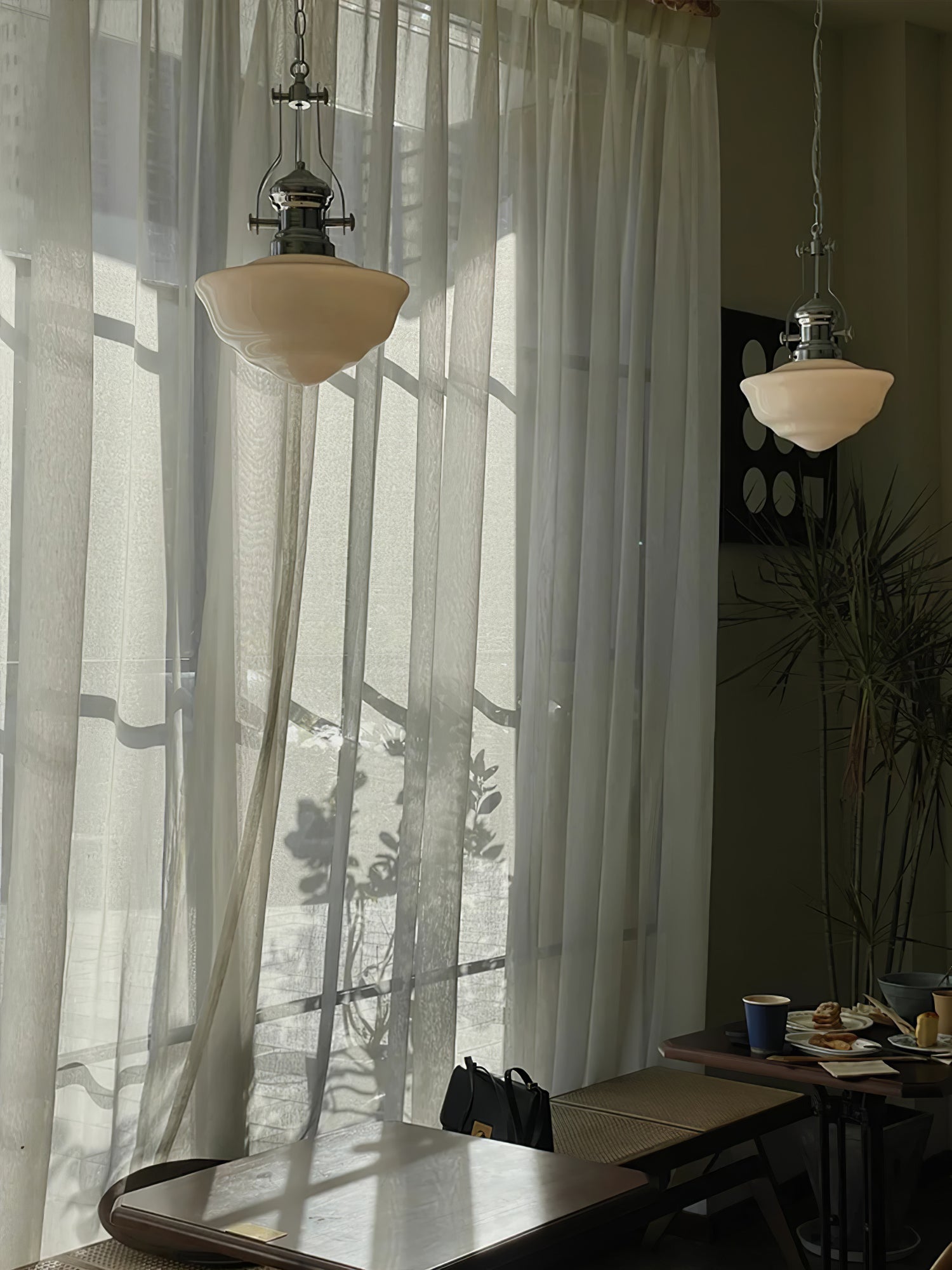 Schoolhouse Pendant Light | Lavagna Glass Hanging Lamp | Metal & Glass Design | E26/E27 Compatible | Farmhouse Modern Ceiling Light