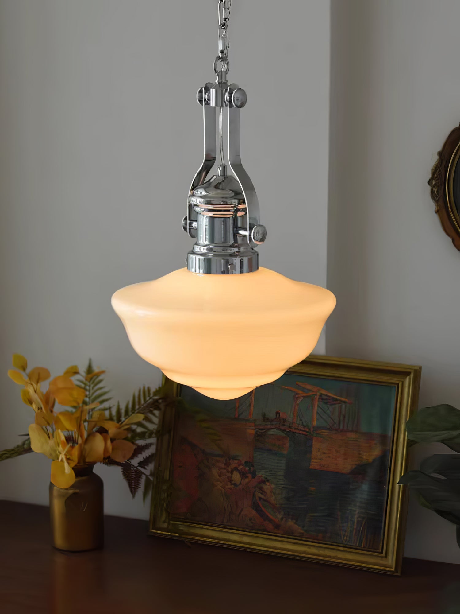 Schoolhouse Pendant Light | Lavagna Glass Hanging Lamp | Metal & Glass Design | E26/E27 Compatible | Farmhouse Modern Ceiling Light