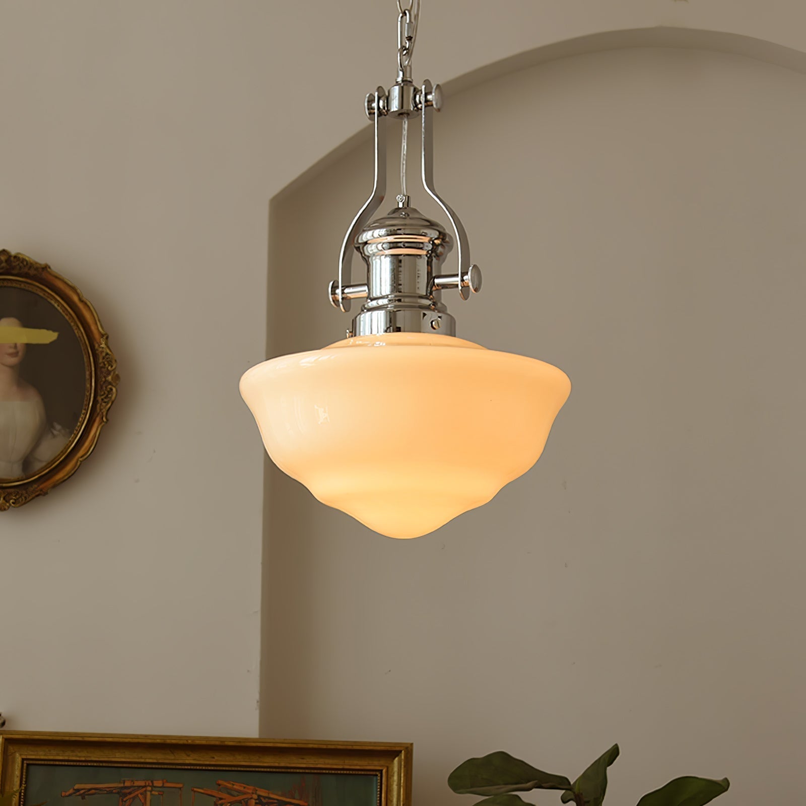 Schoolhouse Pendant Light | Lavagna Glass Hanging Lamp | Metal & Glass Design | E26/E27 Compatible | Farmhouse Modern Ceiling Light