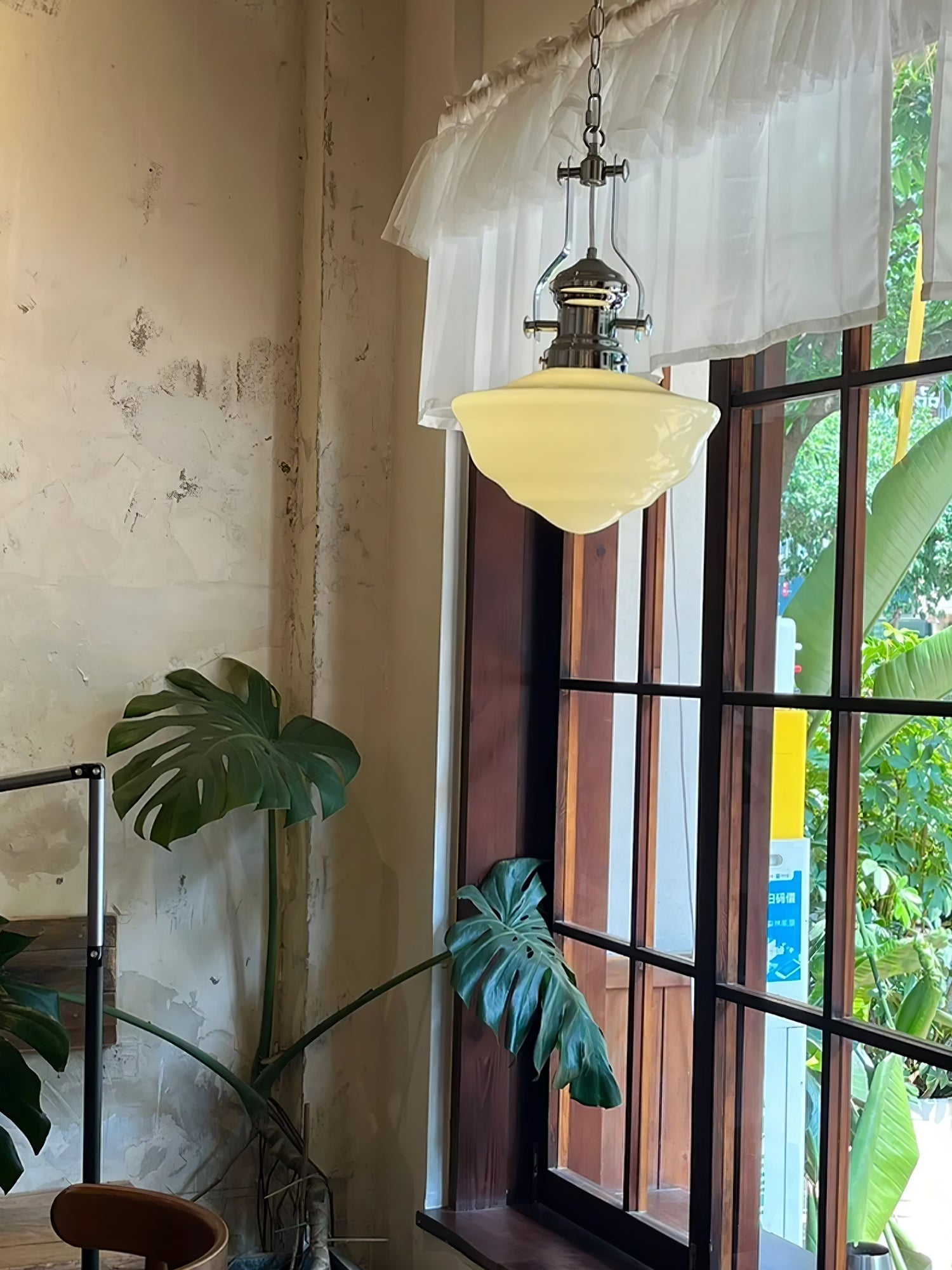 Schoolhouse Pendant Light | Lavagna Glass Hanging Lamp | Metal & Glass Design | E26/E27 Compatible | Farmhouse Modern Ceiling Light