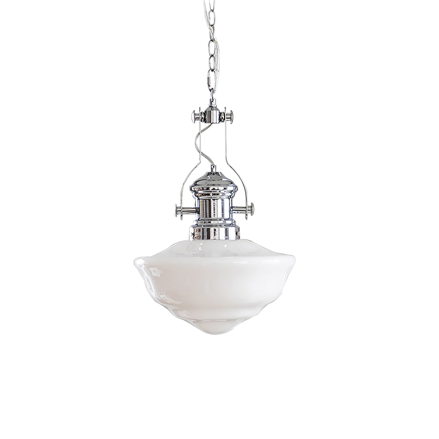 Schoolhouse Pendant Light | Lavagna Glass Hanging Lamp | Metal & Glass Design | E26/E27 Compatible | Farmhouse Modern Ceiling Light