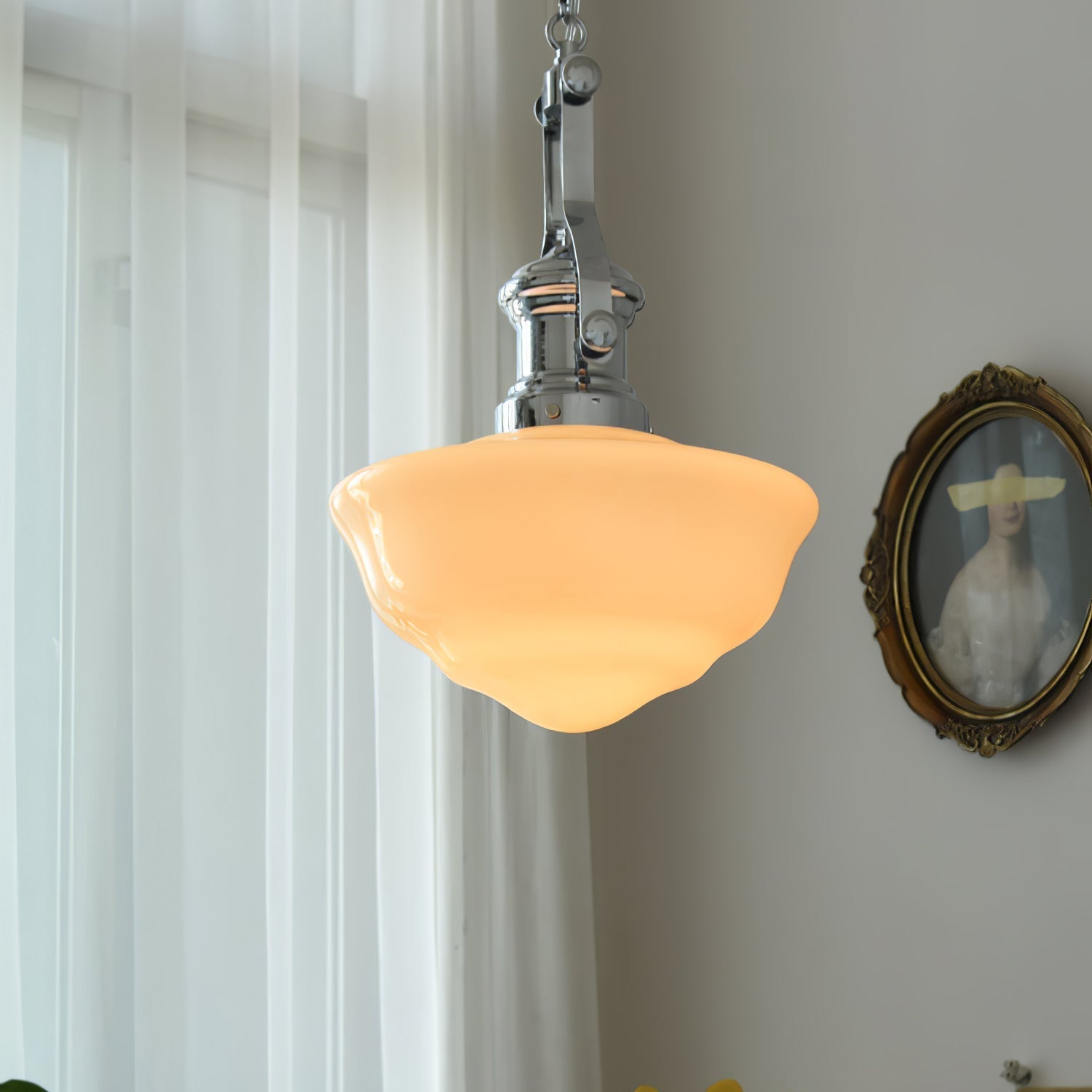 Schoolhouse Pendant Light | Lavagna Glass Hanging Lamp | Metal & Glass Design | E26/E27 Compatible | Farmhouse Modern Ceiling Light