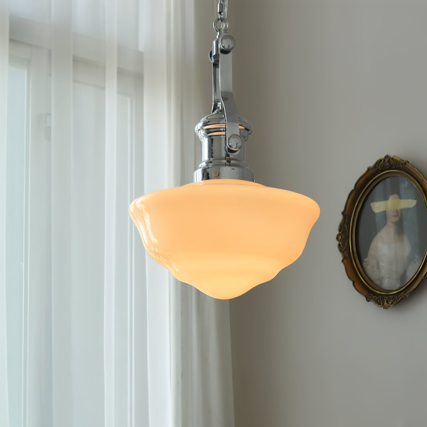 Schoolhouse Pendant Light | Lavagna Glass Hanging Lamp | Metal & Glass Design | E26/E27 Compatible | Farmhouse Modern Ceiling Light