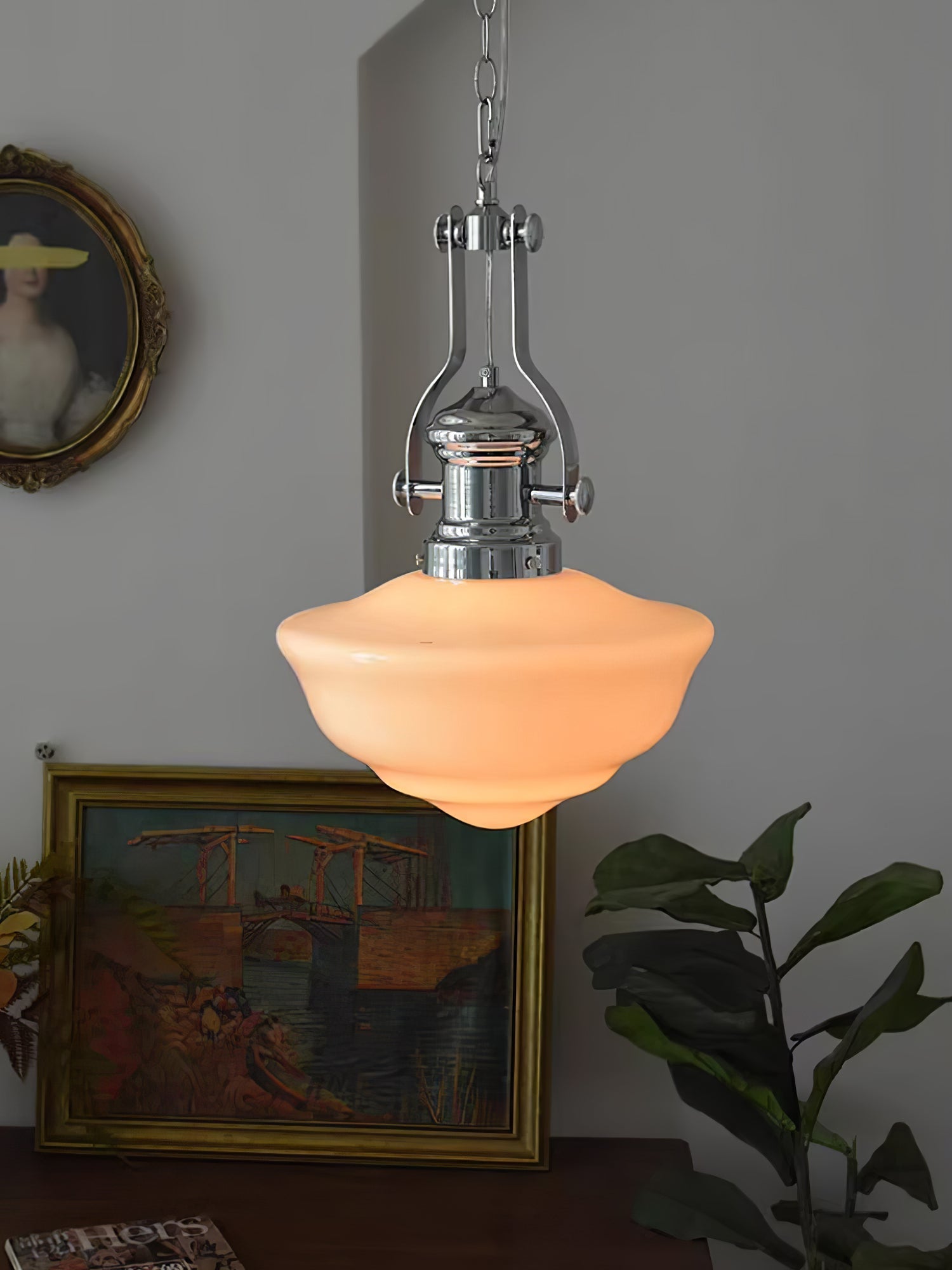 Schoolhouse Pendant Light | Lavagna Glass Hanging Lamp | Metal & Glass Design | E26/E27 Compatible | Farmhouse Modern Ceiling Light