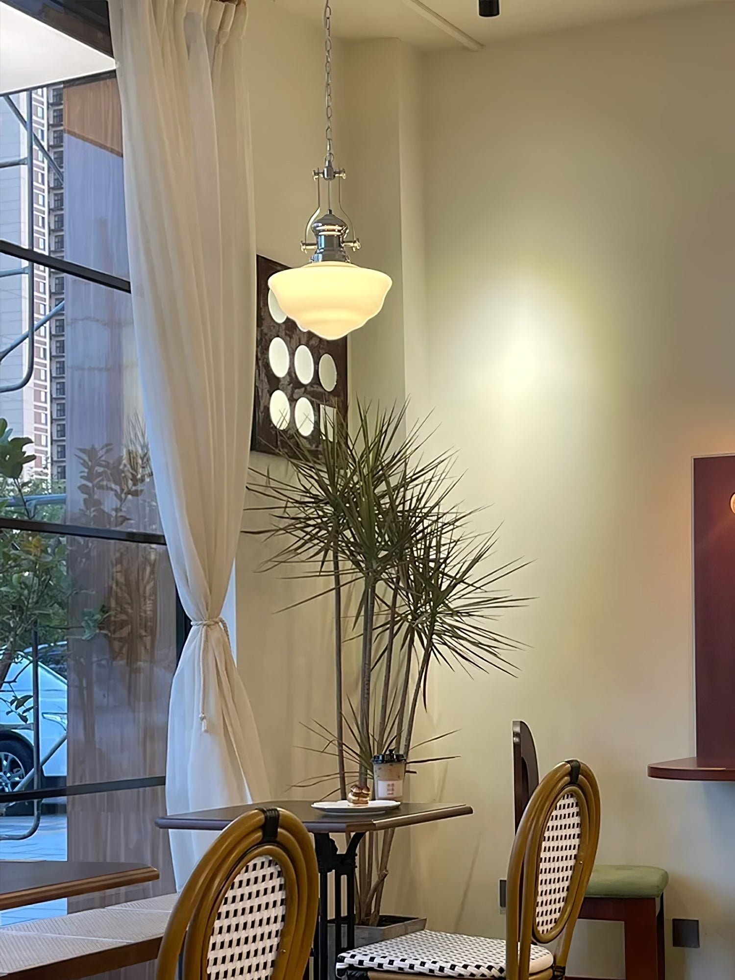 Schoolhouse Pendant Light | Lavagna Glass Hanging Lamp | Metal & Glass Design | E26/E27 Compatible | Farmhouse Modern Ceiling Light