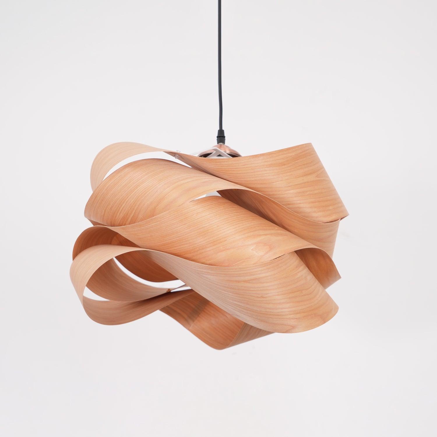 Wood Pendant Lamp Link Modern Design | Handmade Shade | E26 E27 Compatible | Warm Ambient Lighting | Dining Room Kitchen Island