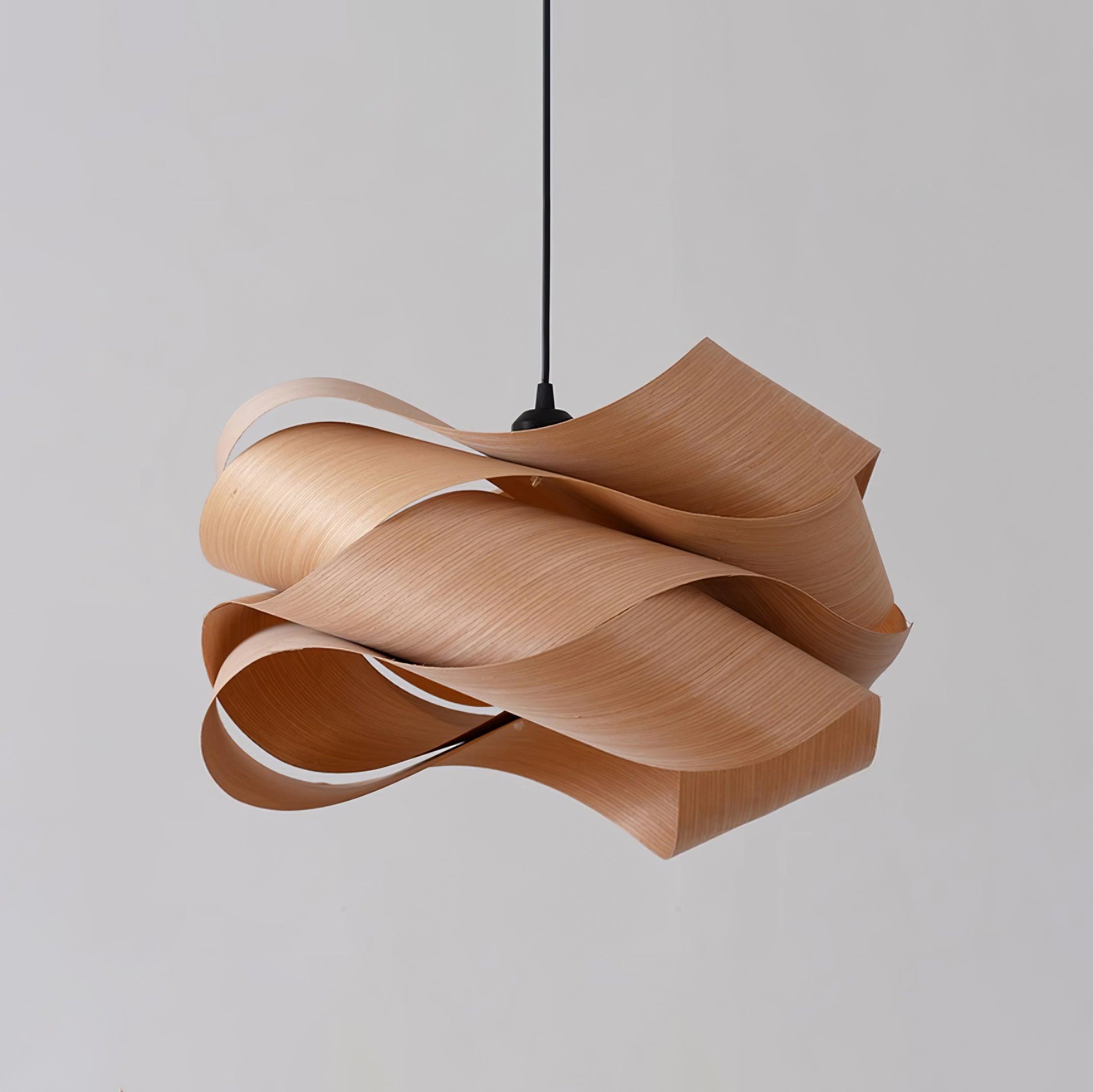 Wood Pendant Lamp Link Modern Design | Handmade Shade | E26 E27 Compatible | Warm Ambient Lighting | Dining Room Kitchen Island