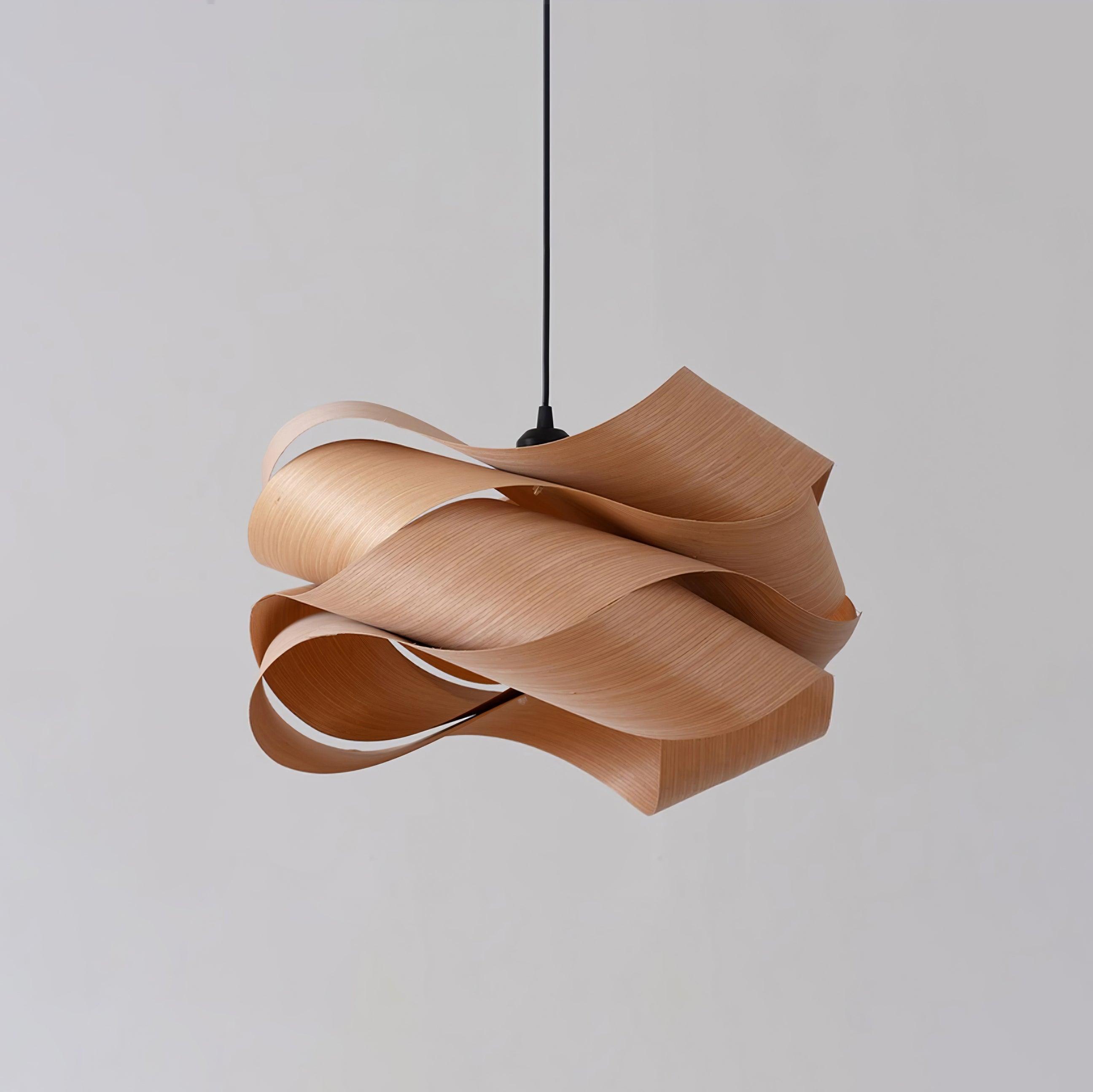 Wood Pendant Lamp Link Modern Design | Handmade Shade | E26 E27 Compatible | Warm Ambient Lighting | Dining Room Kitchen Island