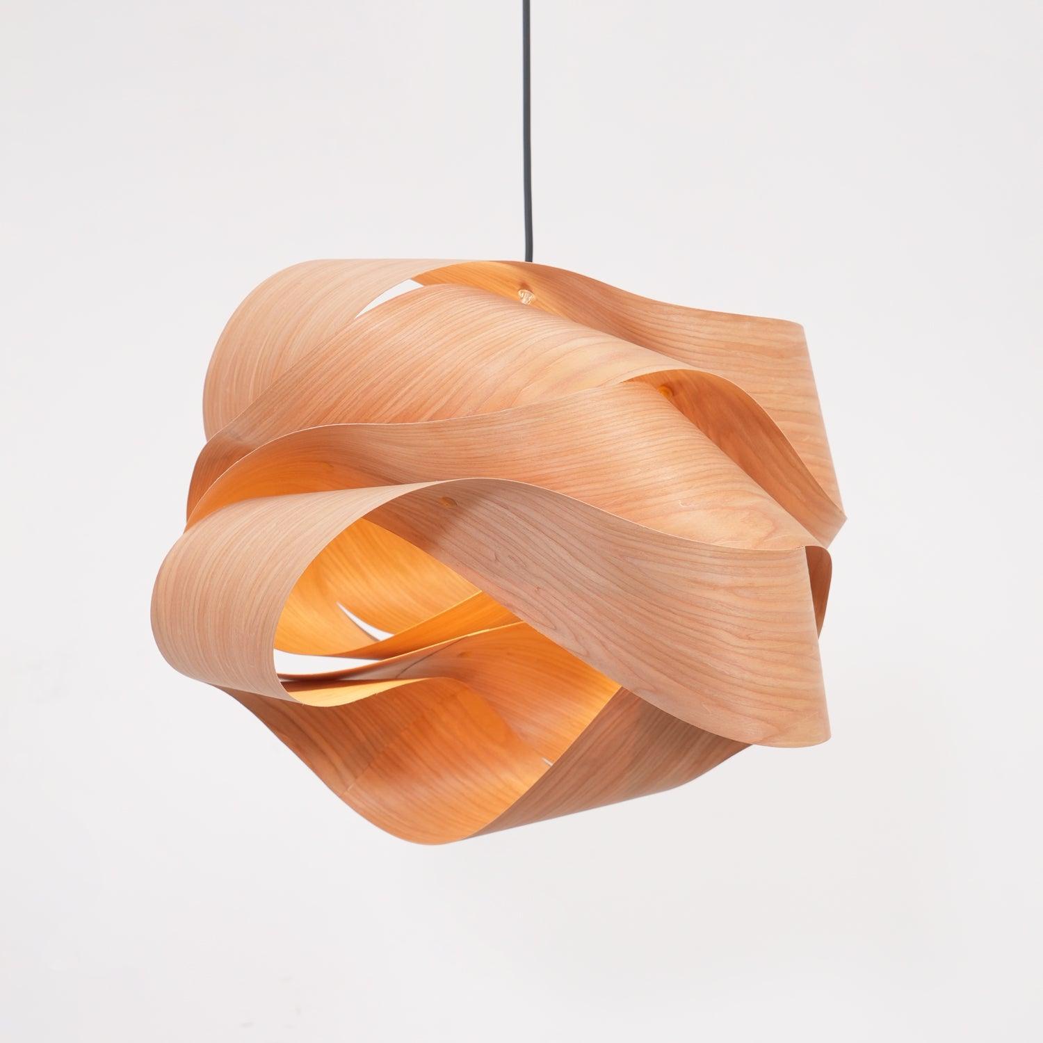 Wood Pendant Lamp Link Modern Design | Handmade Shade | E26 E27 Compatible | Warm Ambient Lighting | Dining Room Kitchen Island