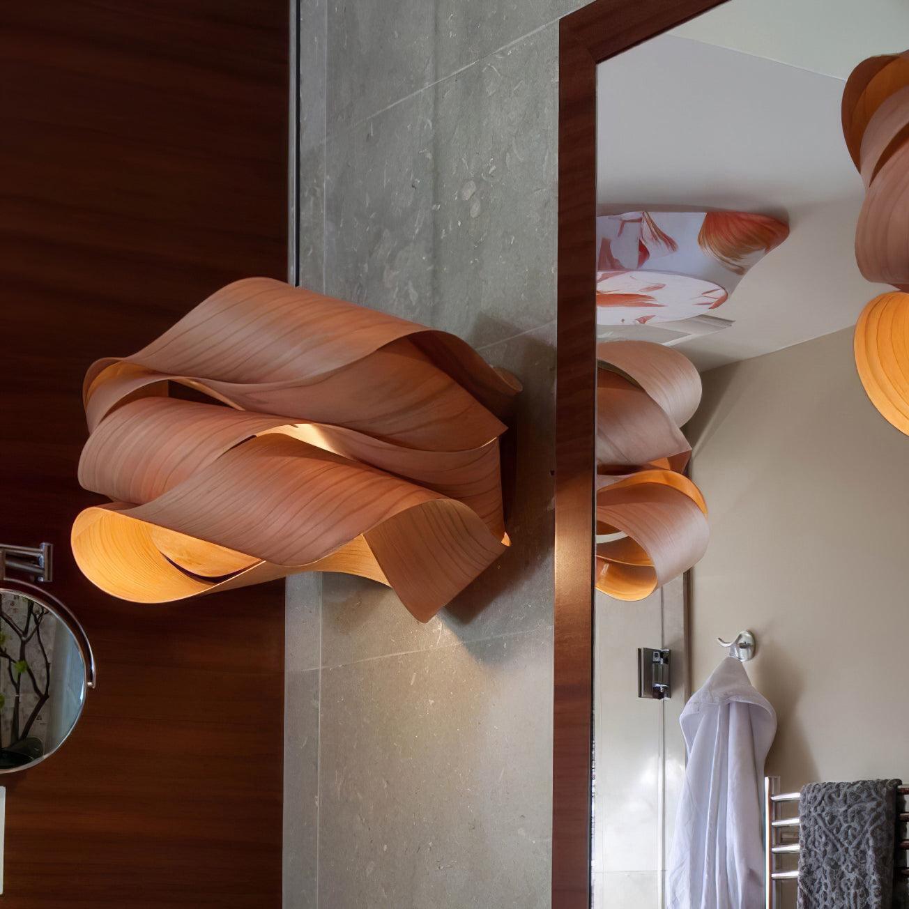 Wood Pendant Lamp Link Modern Design | Handmade Shade | E26 E27 Compatible | Warm Ambient Lighting | Dining Room Kitchen Island