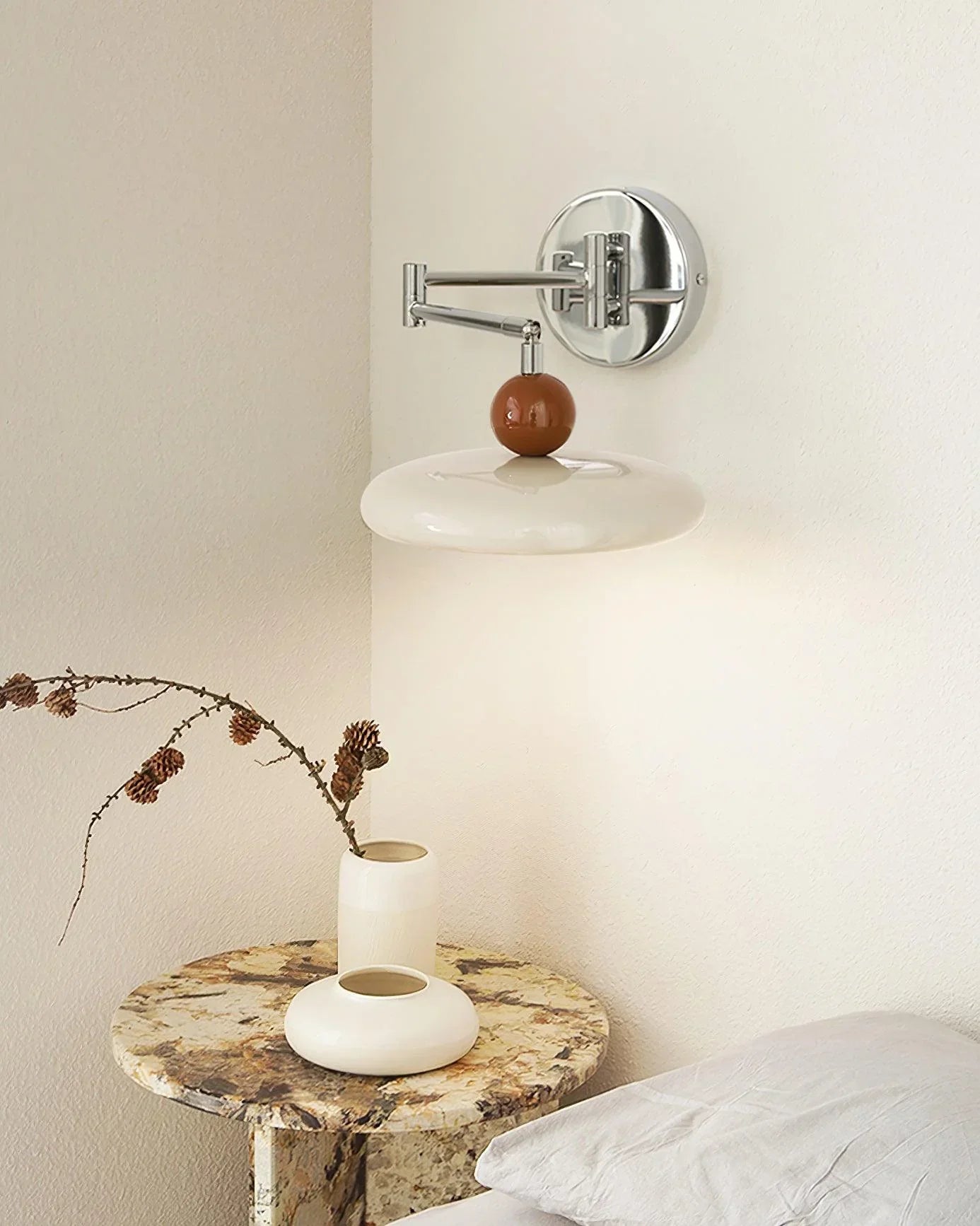 Swing Arm LED Wall Lamp Lola Adjustable | Modern Metal Acrylic | Integrated LED | Hardwired Wall Light for Bedroom and Reading