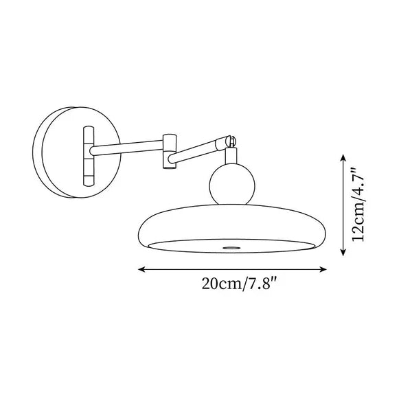 Swing Arm LED Wall Lamp Lola Adjustable | Modern Metal Acrylic | Integrated LED | Hardwired Wall Light for Bedroom and Reading