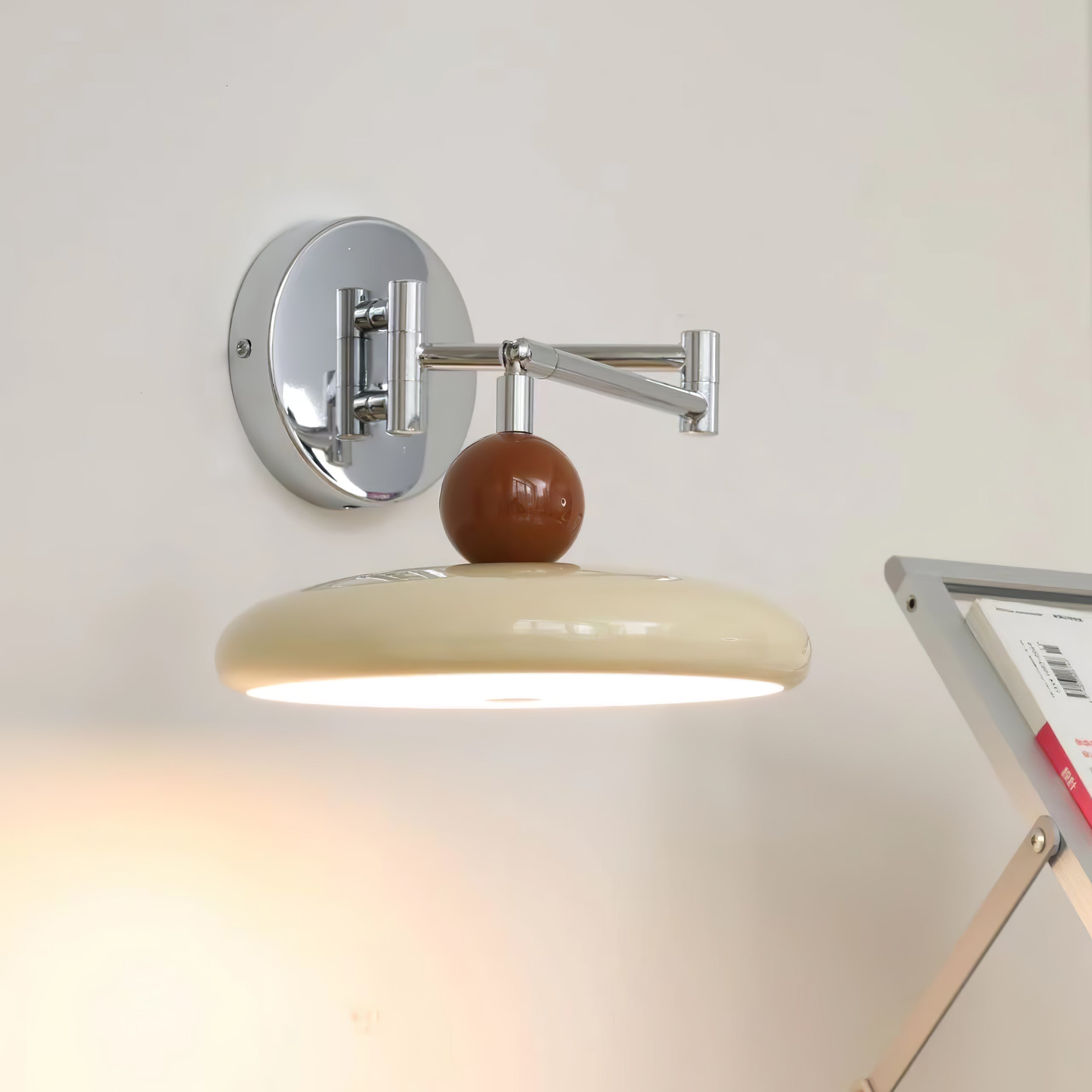 Swing Arm LED Wall Lamp Lola Adjustable | Modern Metal Acrylic | Integrated LED | Hardwired Wall Light for Bedroom and Reading