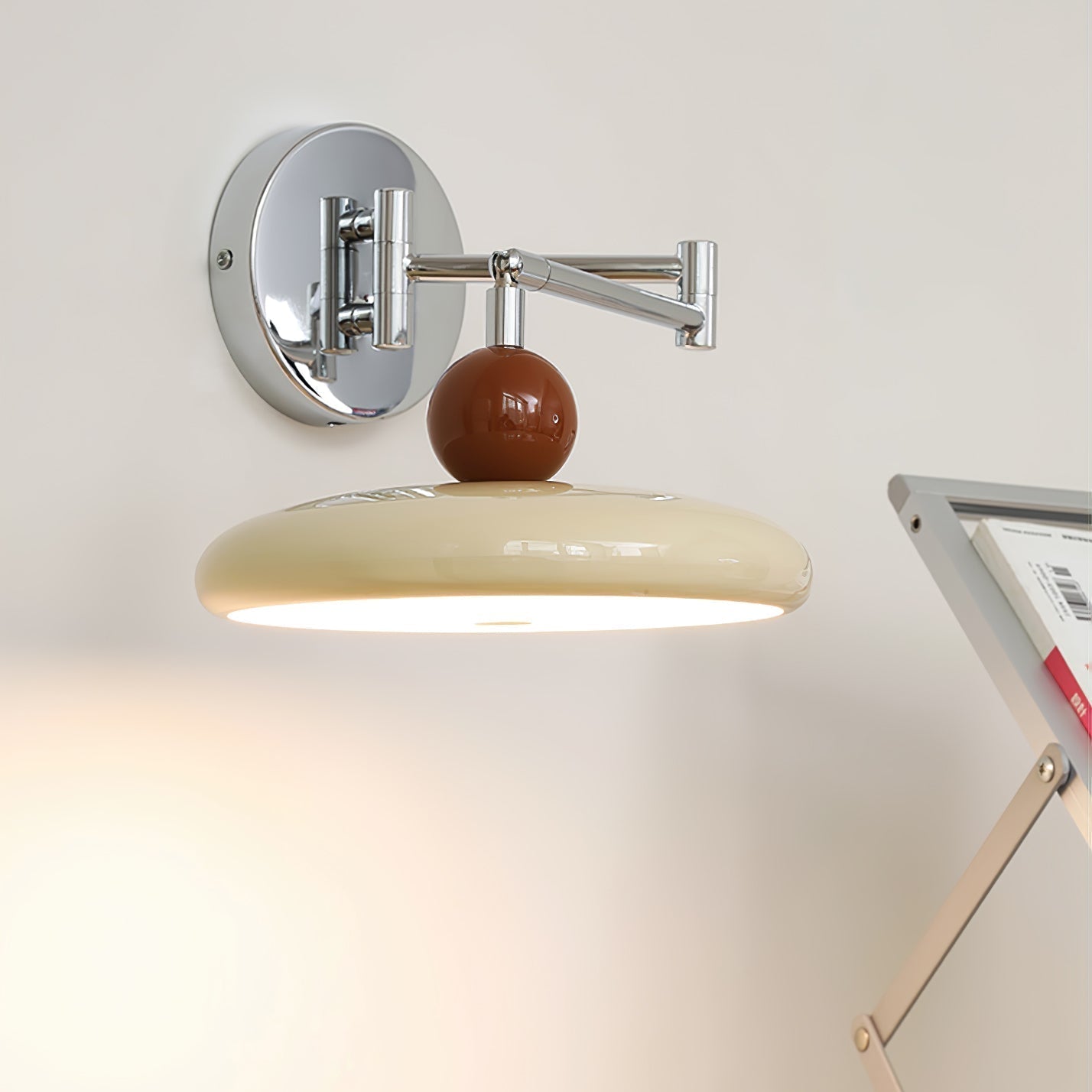 Swing Arm LED Wall Lamp Lola Adjustable | Modern Metal Acrylic | Integrated LED | Hardwired Wall Light for Bedroom and Reading