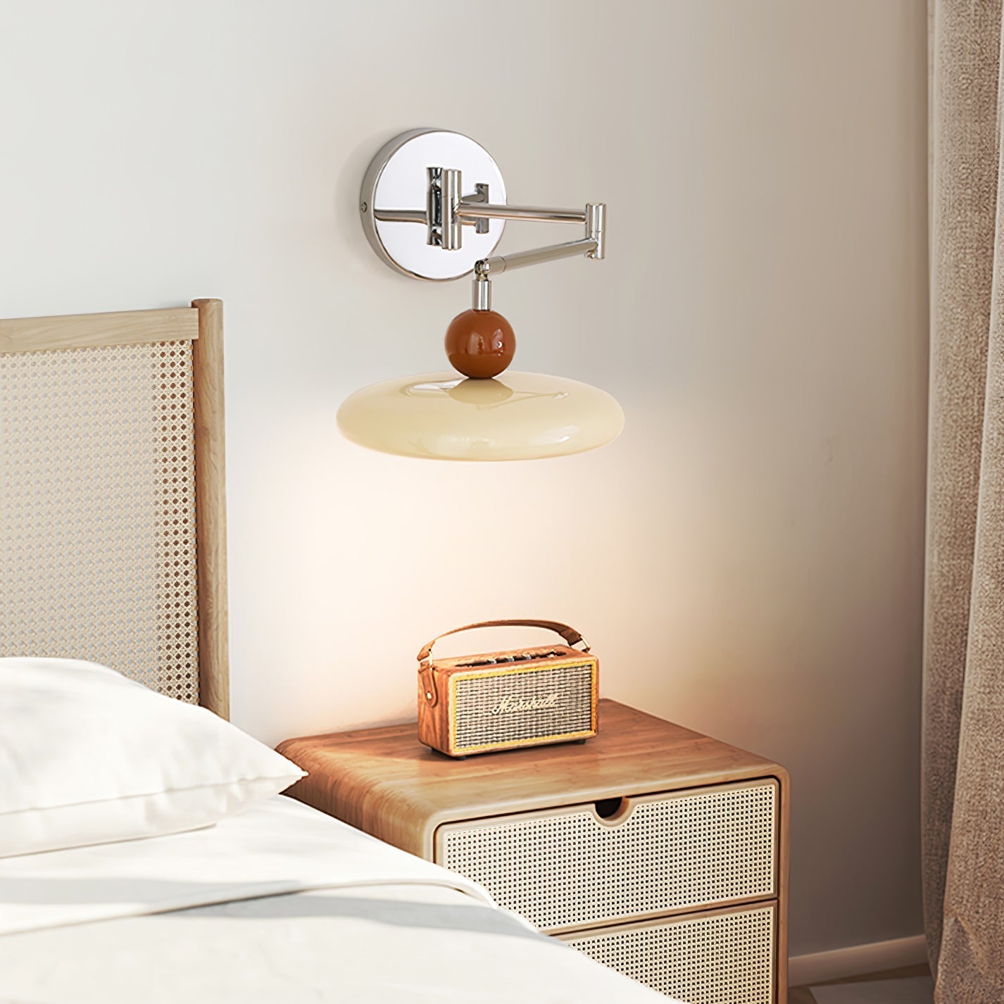 Swing Arm LED Wall Lamp Lola Adjustable | Modern Metal Acrylic | Integrated LED | Hardwired Wall Light for Bedroom and Reading
