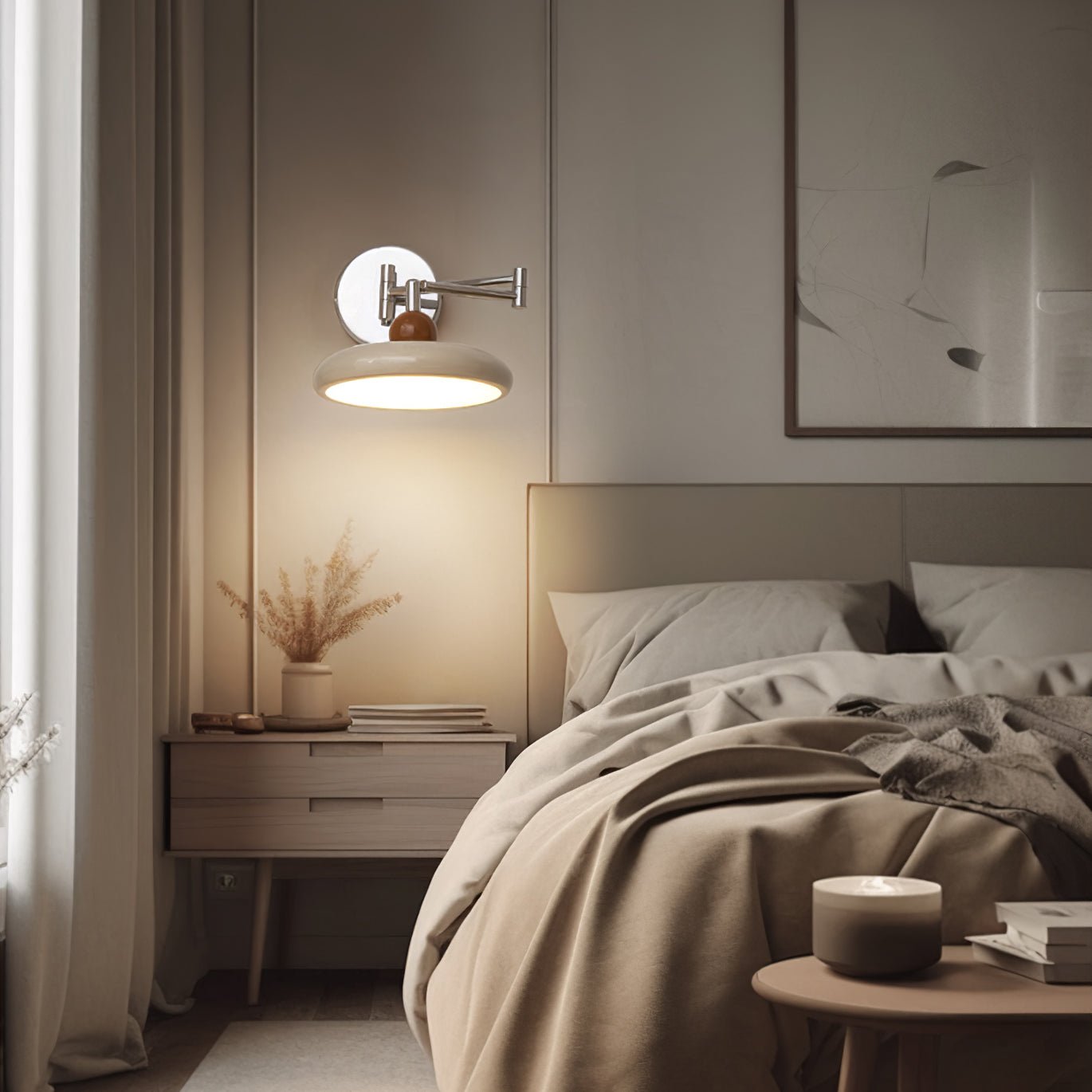 Swing Arm LED Wall Lamp Lola Adjustable | Modern Metal Acrylic | Integrated LED | Hardwired Wall Light for Bedroom and Reading