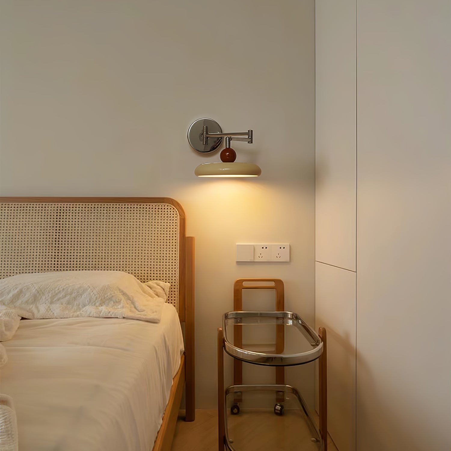 Swing Arm LED Wall Lamp Lola Adjustable | Modern Metal Acrylic | Integrated LED | Hardwired Wall Light for Bedroom and Reading