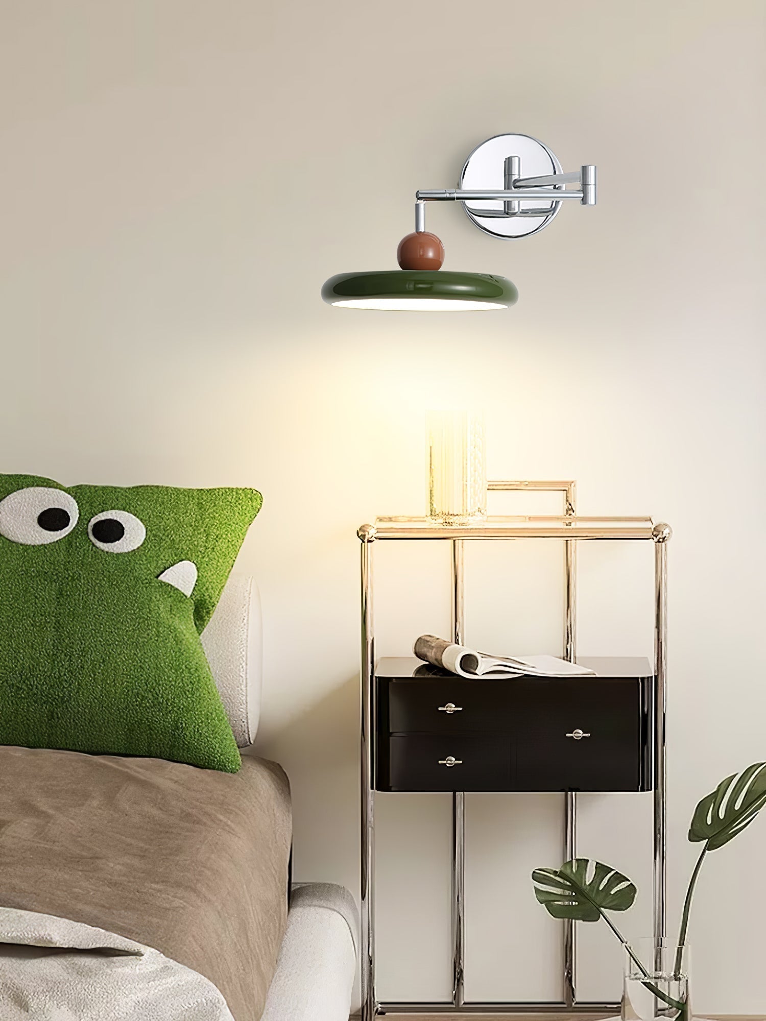 Swing Arm LED Wall Lamp Lola Adjustable | Modern Metal Acrylic | Integrated LED | Hardwired Wall Light for Bedroom and Reading