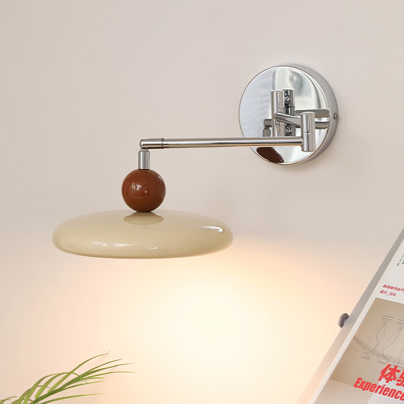 Swing Arm LED Wall Lamp Lola Adjustable | Modern Metal Acrylic | Integrated LED | Hardwired Wall Light for Bedroom and Reading
