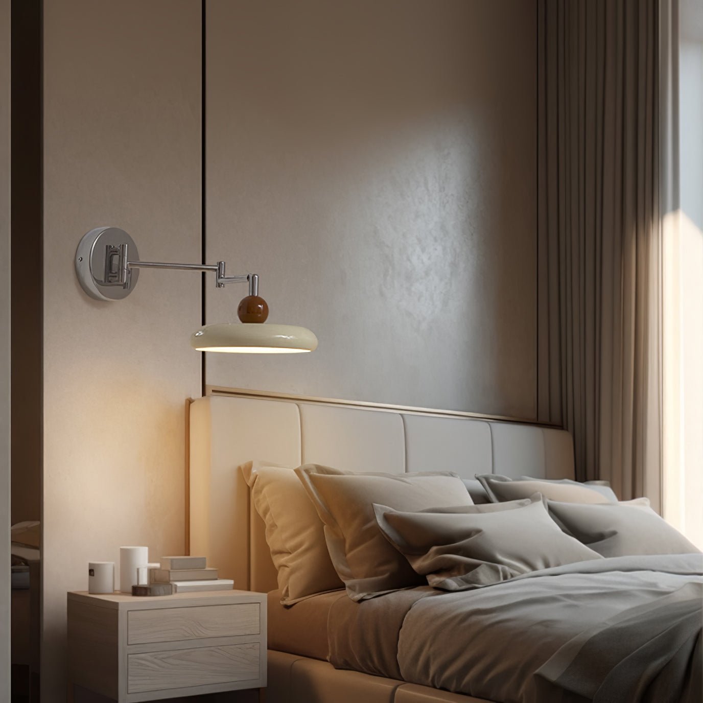 Swing Arm LED Wall Lamp Lola Adjustable | Modern Metal Acrylic | Integrated LED | Hardwired Wall Light for Bedroom and Reading