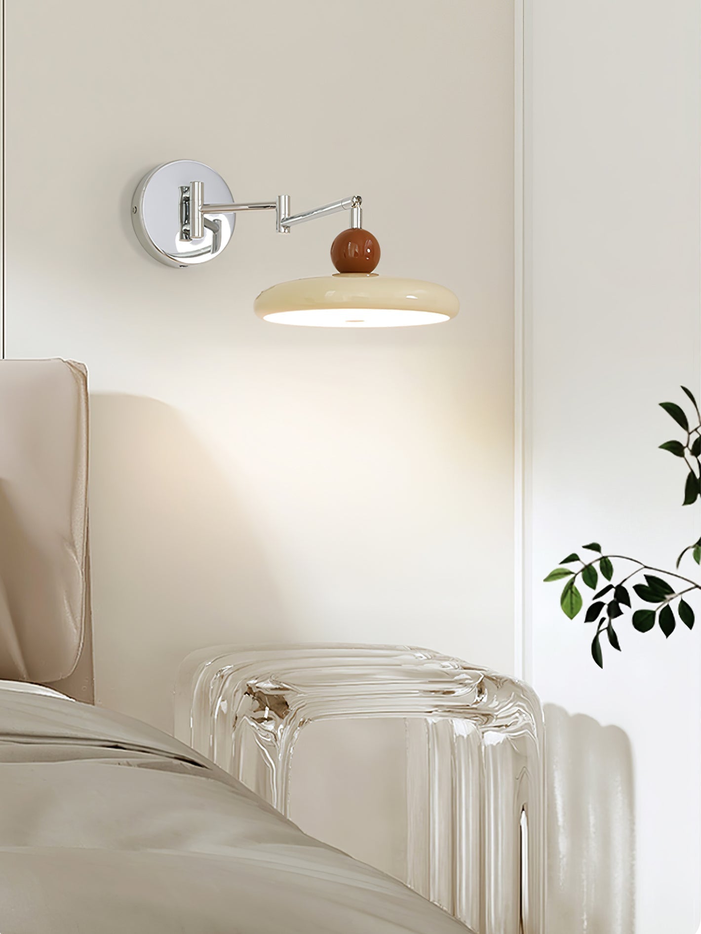 Swing Arm LED Wall Lamp Lola Adjustable | Modern Metal Acrylic | Integrated LED | Hardwired Wall Light for Bedroom and Reading