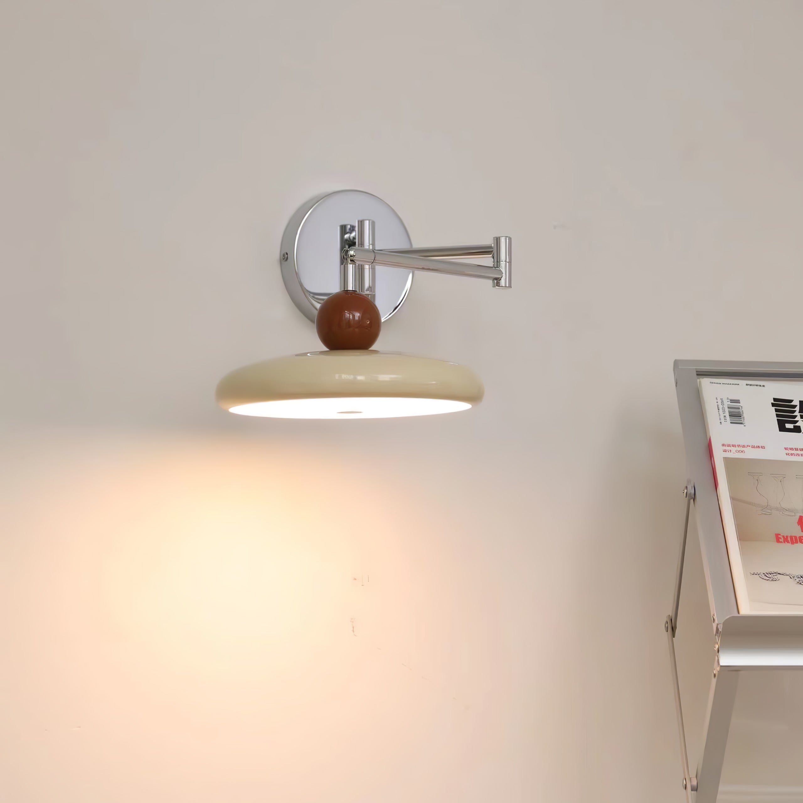 Swing Arm LED Wall Lamp Lola Adjustable | Modern Metal Acrylic | Integrated LED | Hardwired Wall Light for Bedroom and Reading