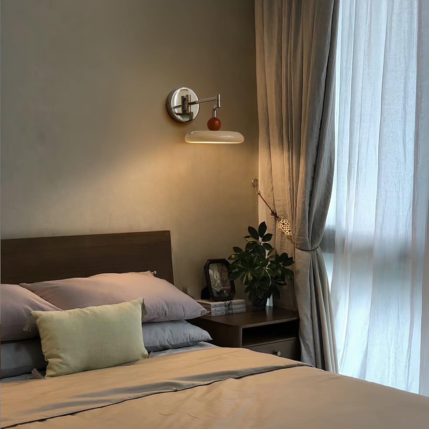 Swing Arm LED Wall Lamp Lola Adjustable | Modern Metal Acrylic | Integrated LED | Hardwired Wall Light for Bedroom and Reading