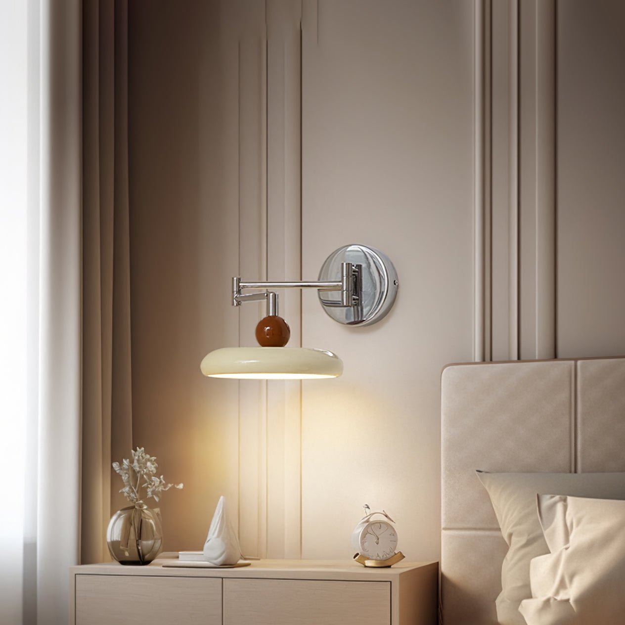 Swing Arm LED Wall Lamp Lola Adjustable | Modern Metal Acrylic | Integrated LED | Hardwired Wall Light for Bedroom and Reading