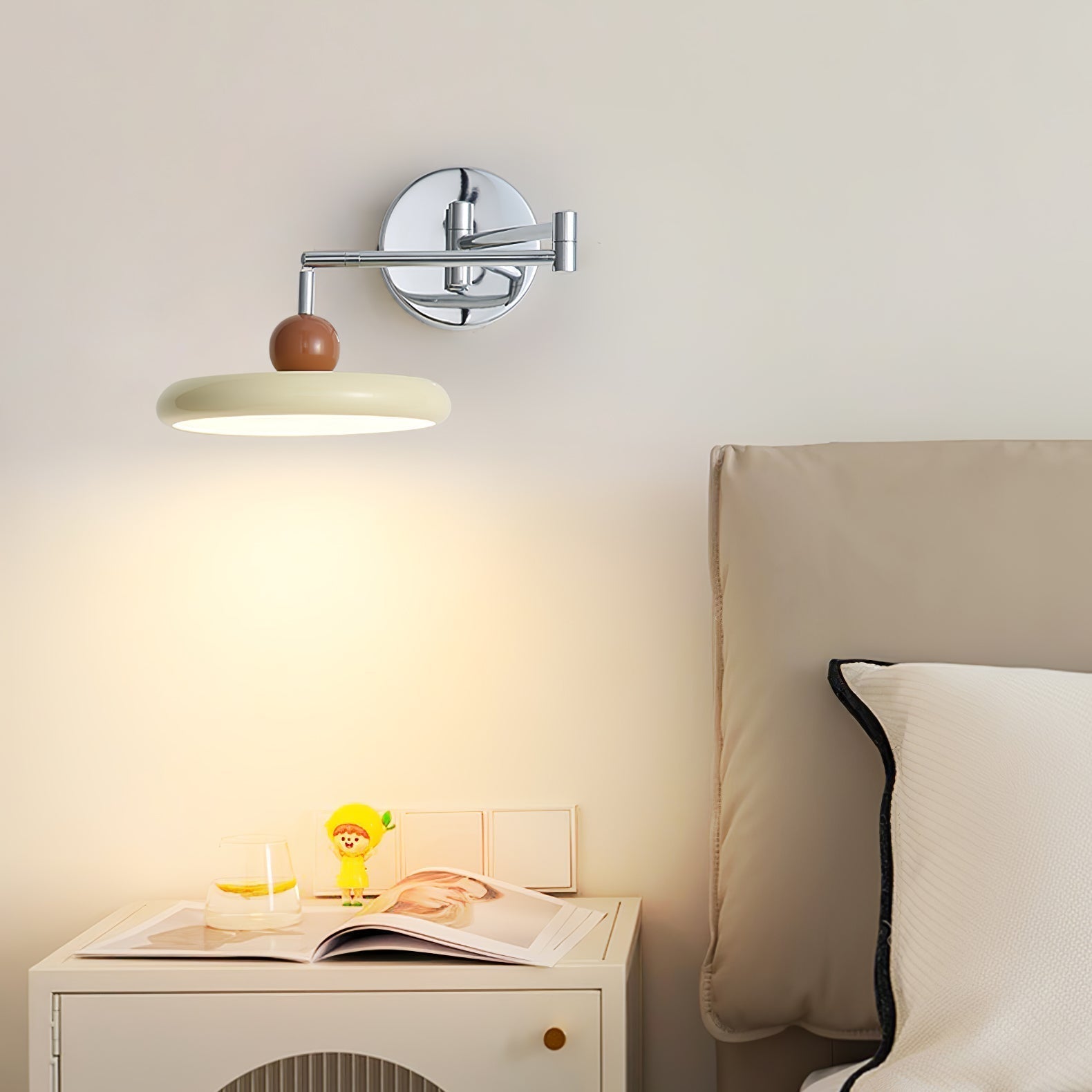 Swing Arm LED Wall Lamp Lola Adjustable | Modern Metal Acrylic | Integrated LED | Hardwired Wall Light for Bedroom and Reading