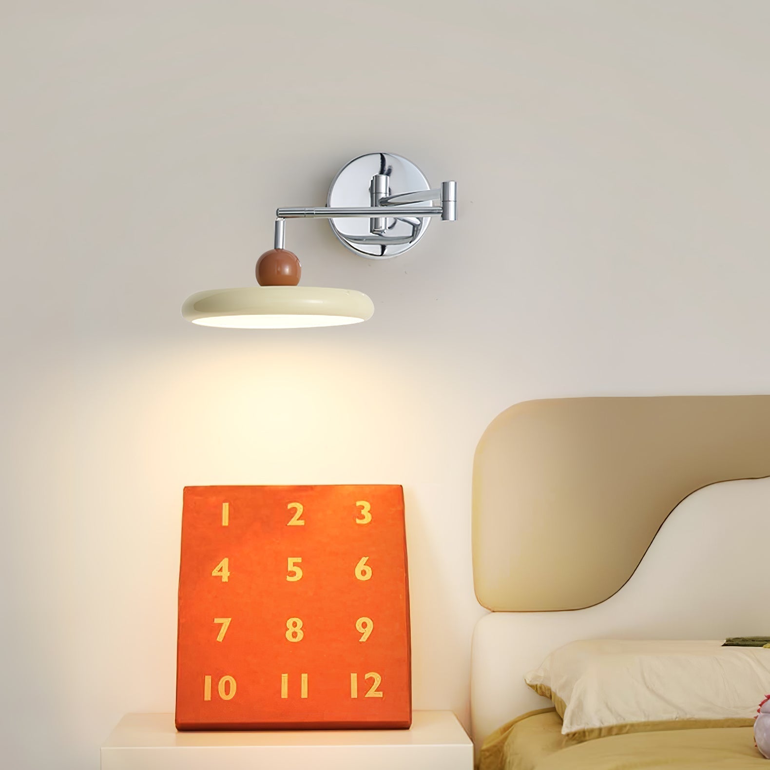 Swing Arm LED Wall Lamp Lola Adjustable | Modern Metal Acrylic | Integrated LED | Hardwired Wall Light for Bedroom and Reading