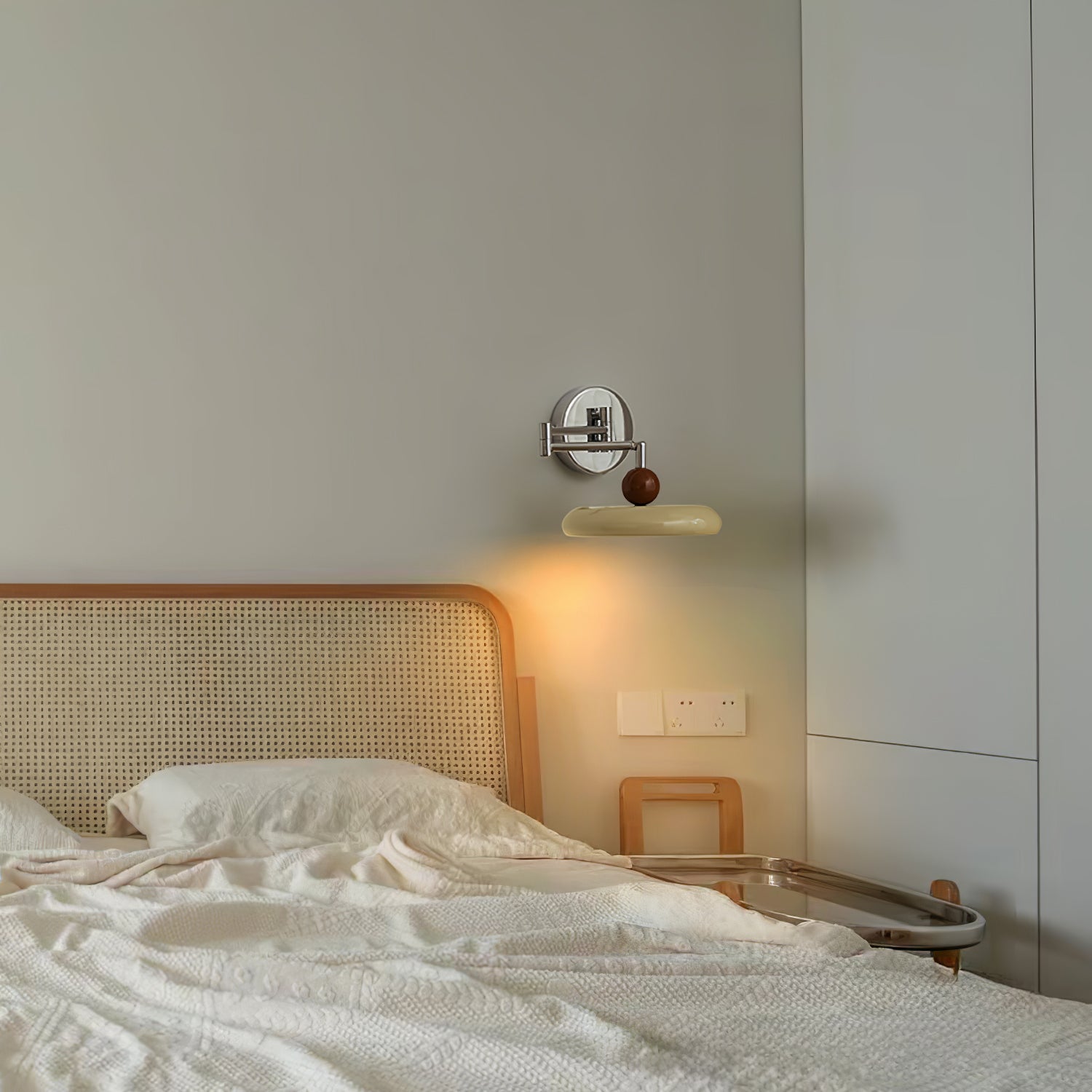 Swing Arm LED Wall Lamp Lola Adjustable | Modern Metal Acrylic | Integrated LED | Hardwired Wall Light for Bedroom and Reading