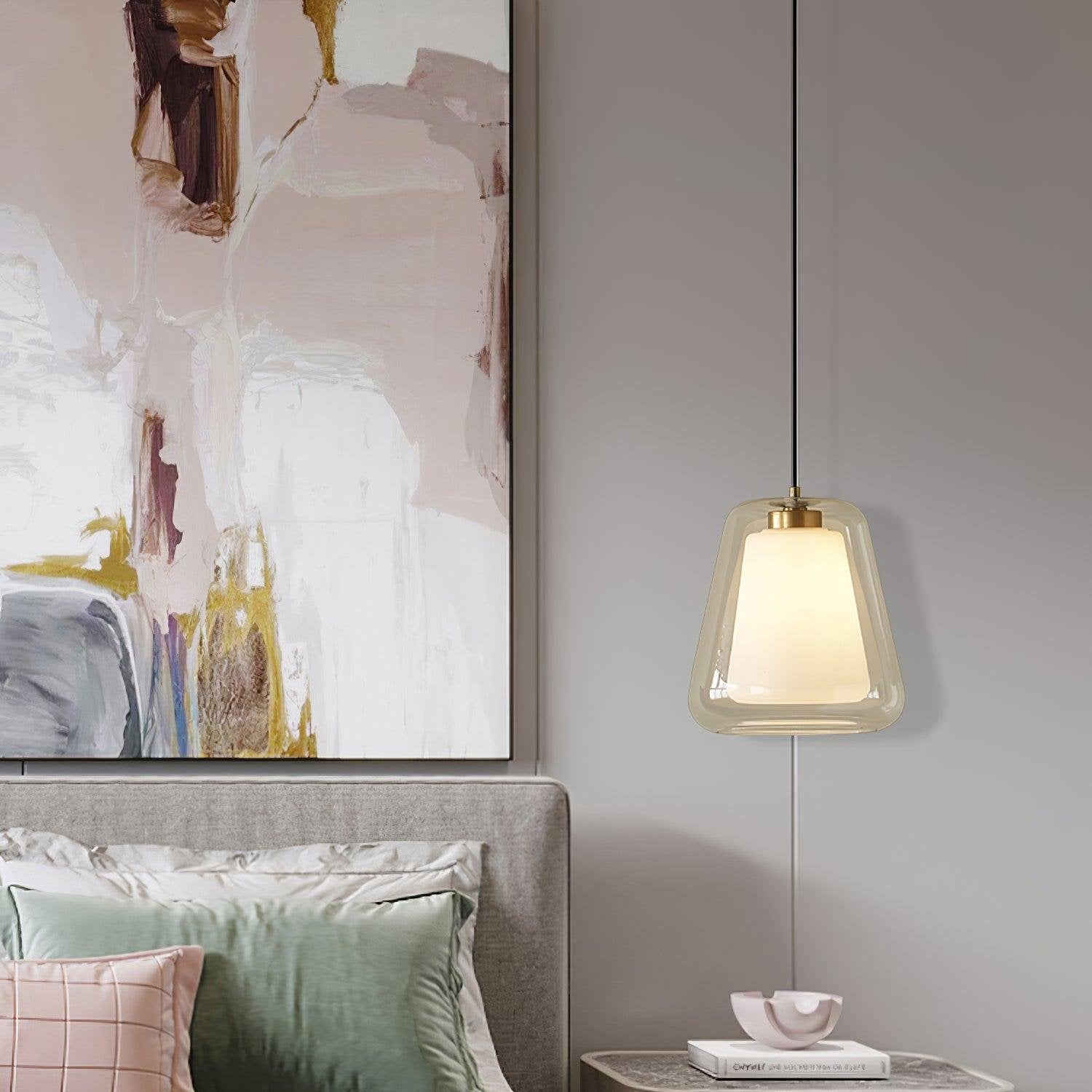 Glass Pendant Light Lucinda Modern Design | E26 E27 Compatible | Metal Glass | Elegant Ceiling Lighting for Dining Room and Kitchen