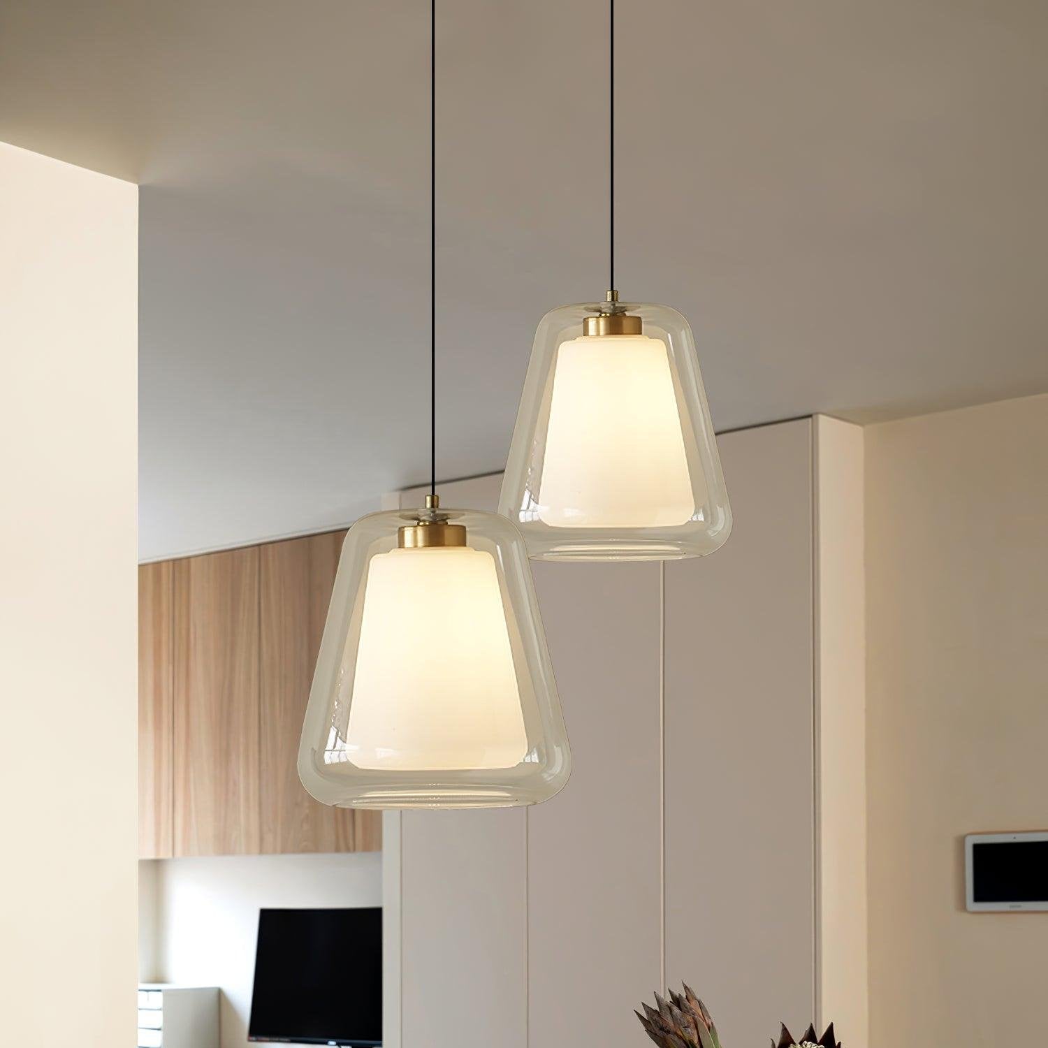 Glass Pendant Light Lucinda Modern Design | E26 E27 Compatible | Metal Glass | Elegant Ceiling Lighting for Dining Room and Kitchen